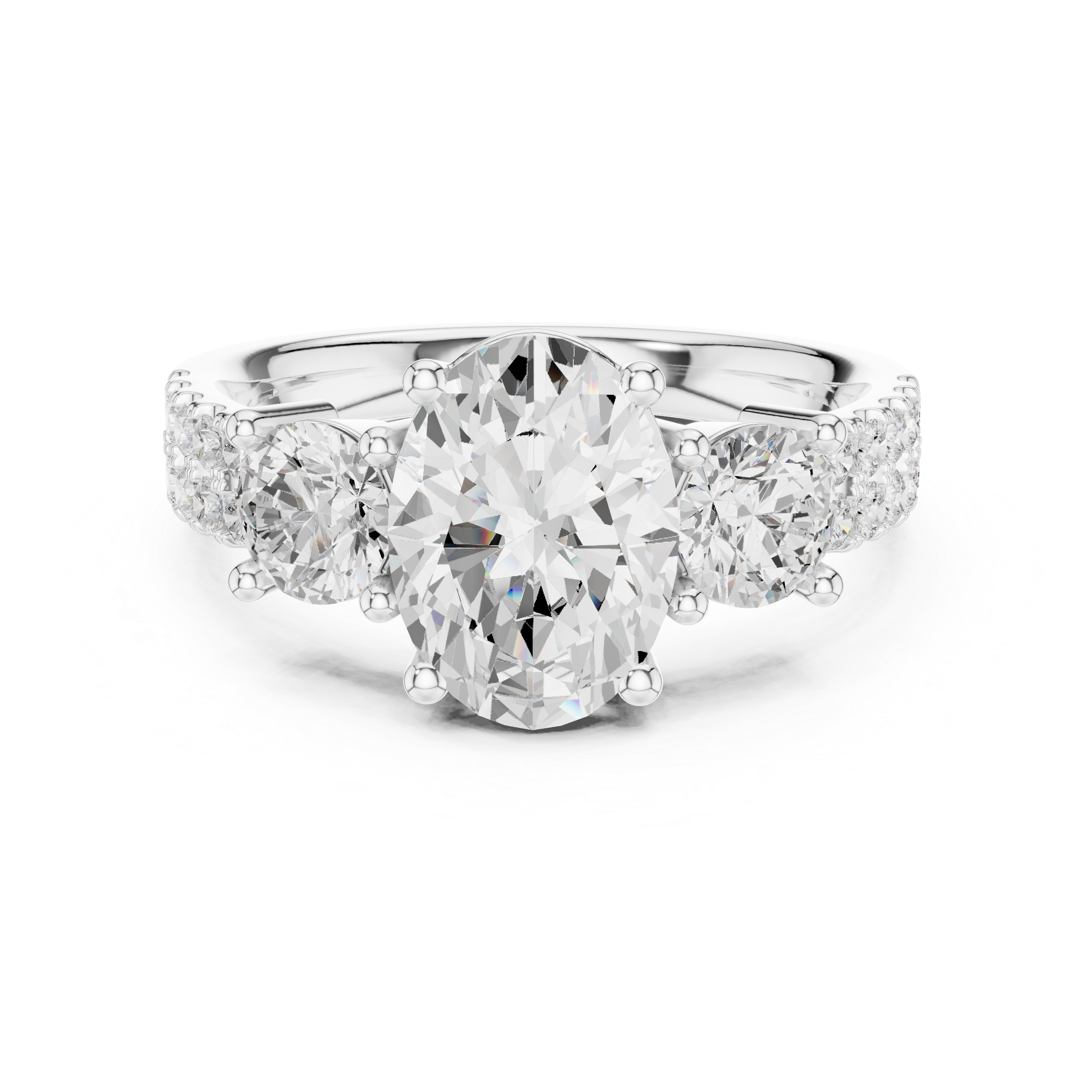 Oval Three Stone Diamond Engagement Ring