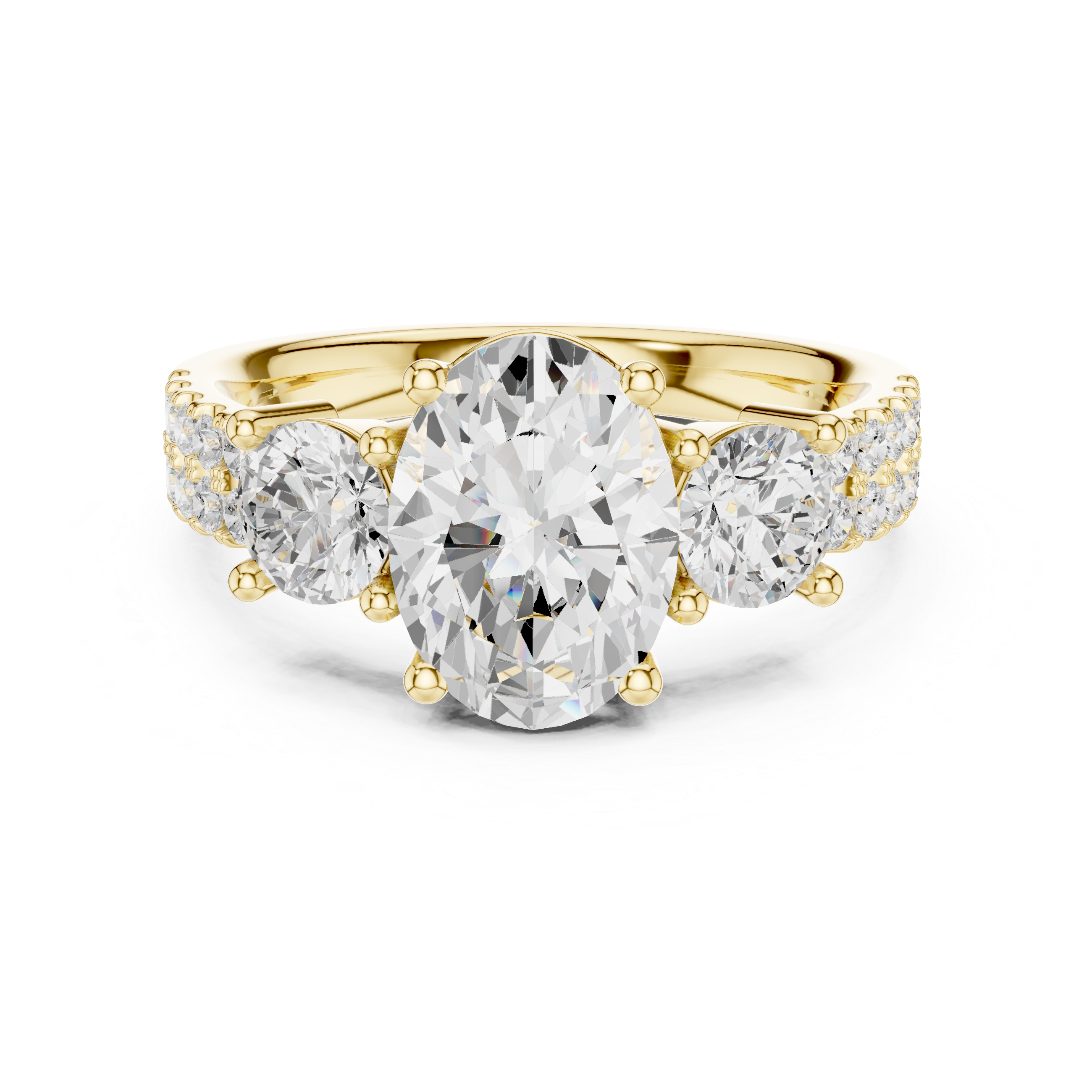 Oval Three Stone Diamond Engagement Ring