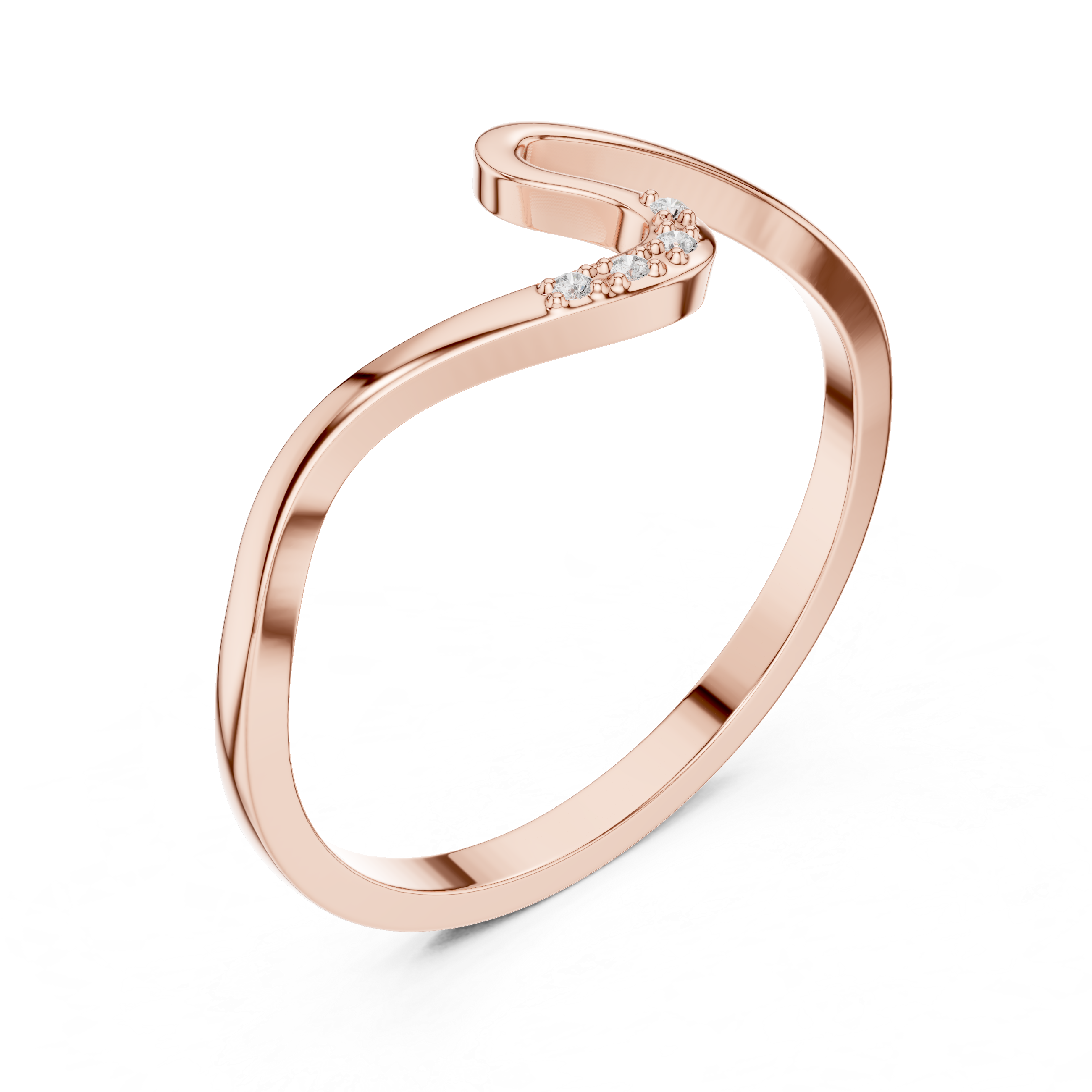 Minimalist Diamond Wave Ring