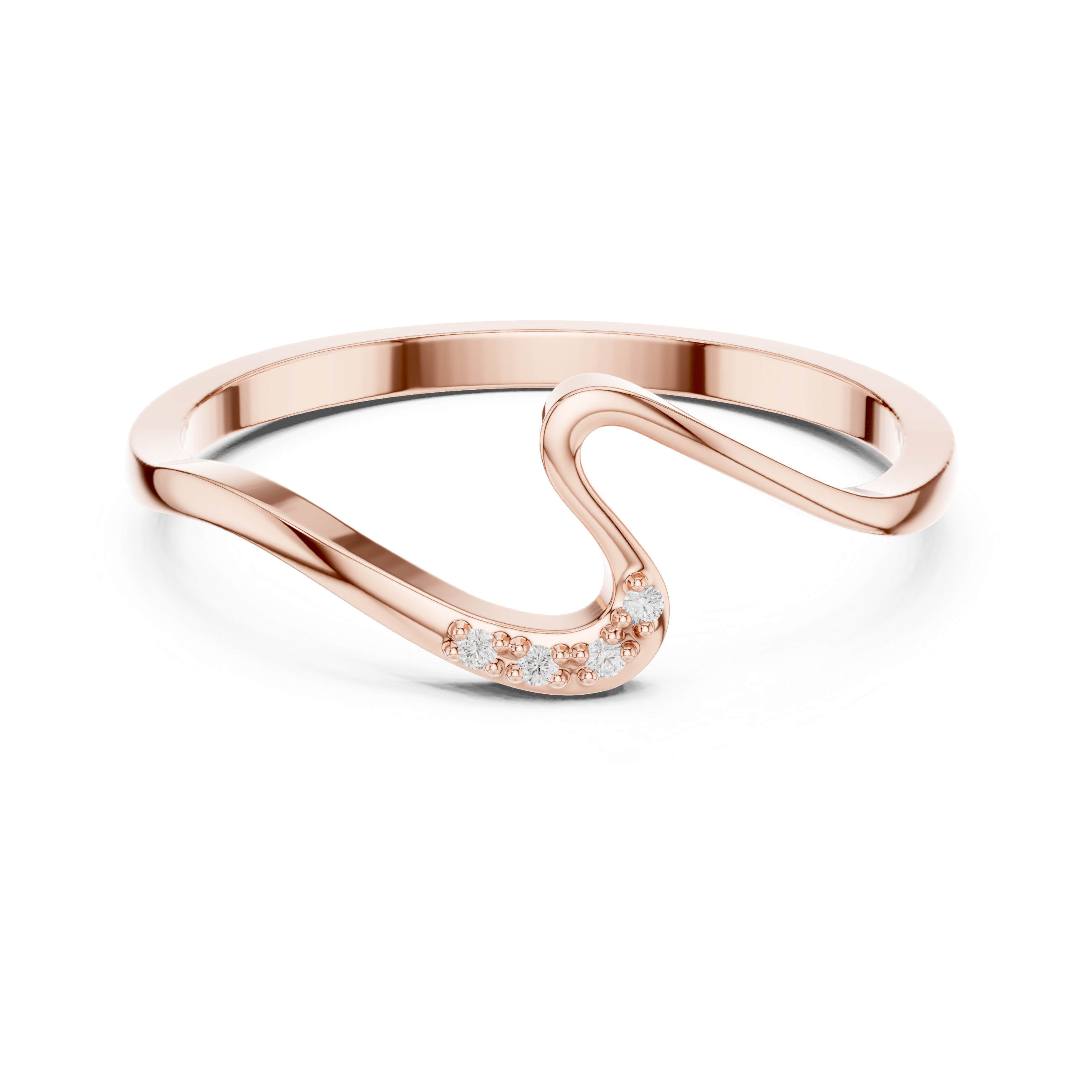 Minimalist Diamond Wave Ring