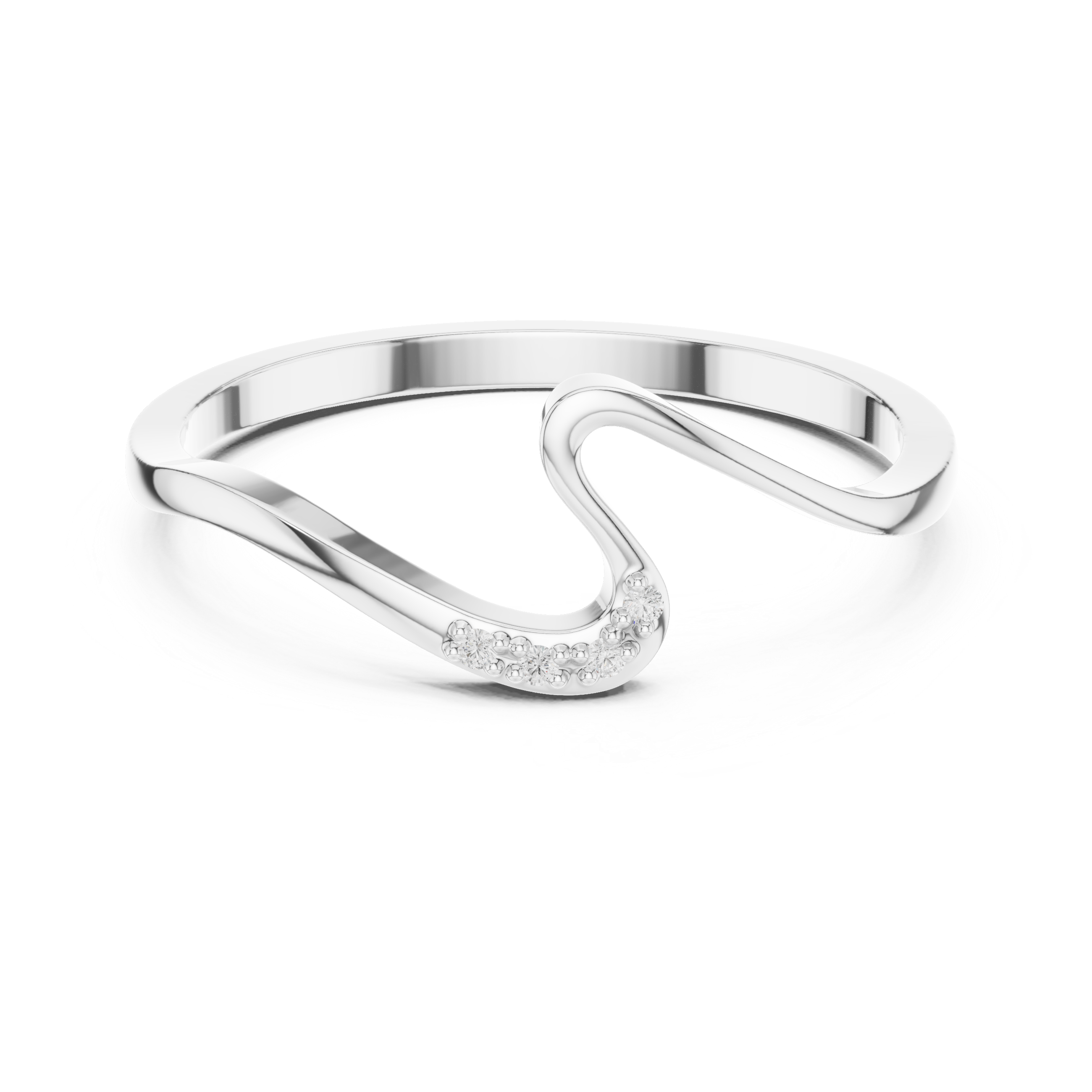 Minimalist Diamond Wave Ring