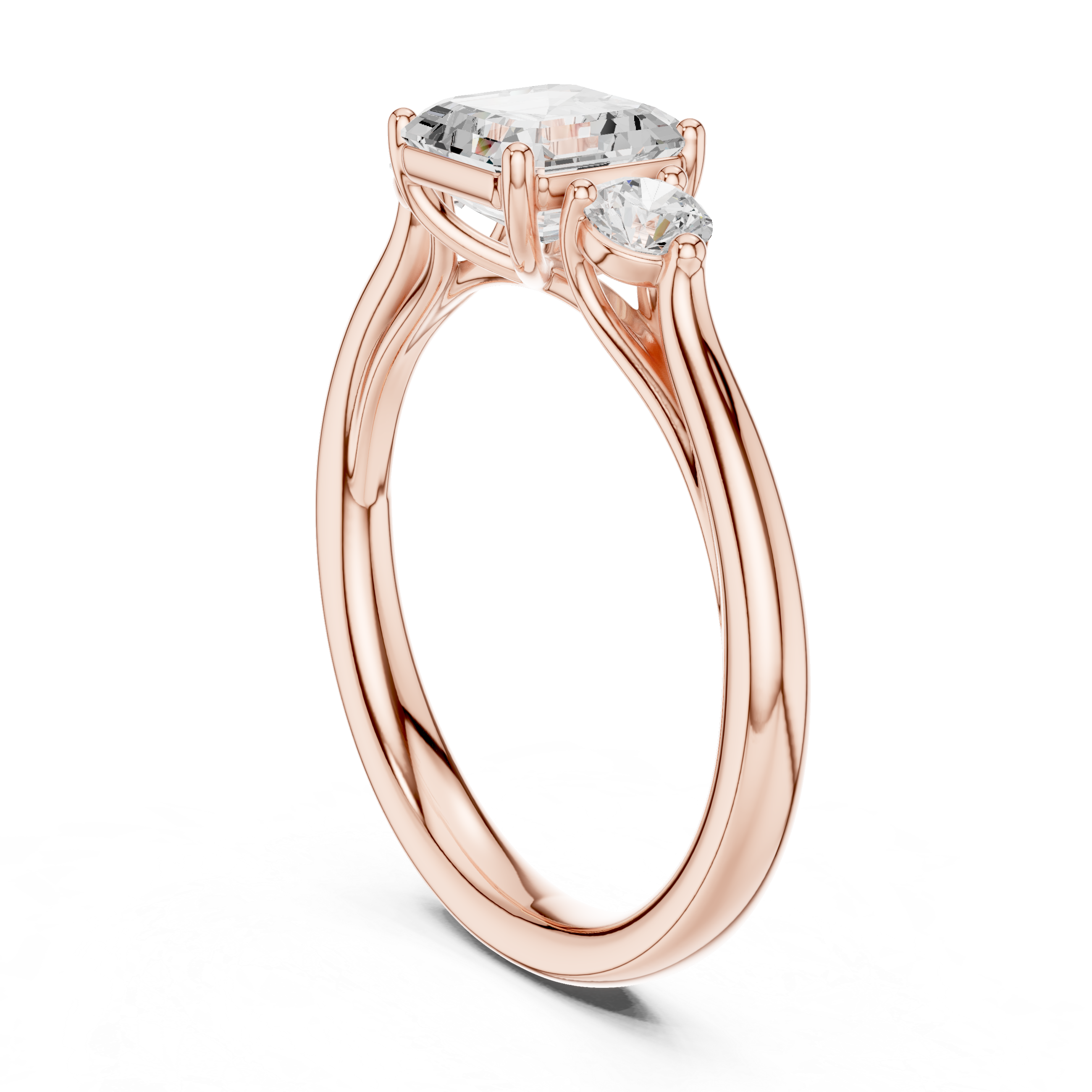 Asscher Three Stone Engagement Ring
