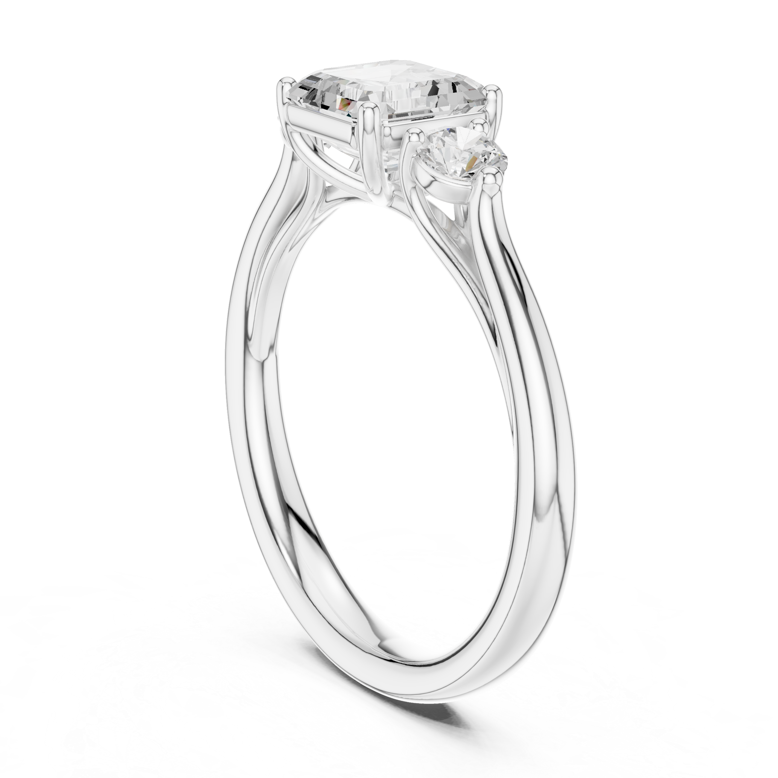 Asscher Three Stone Engagement Ring