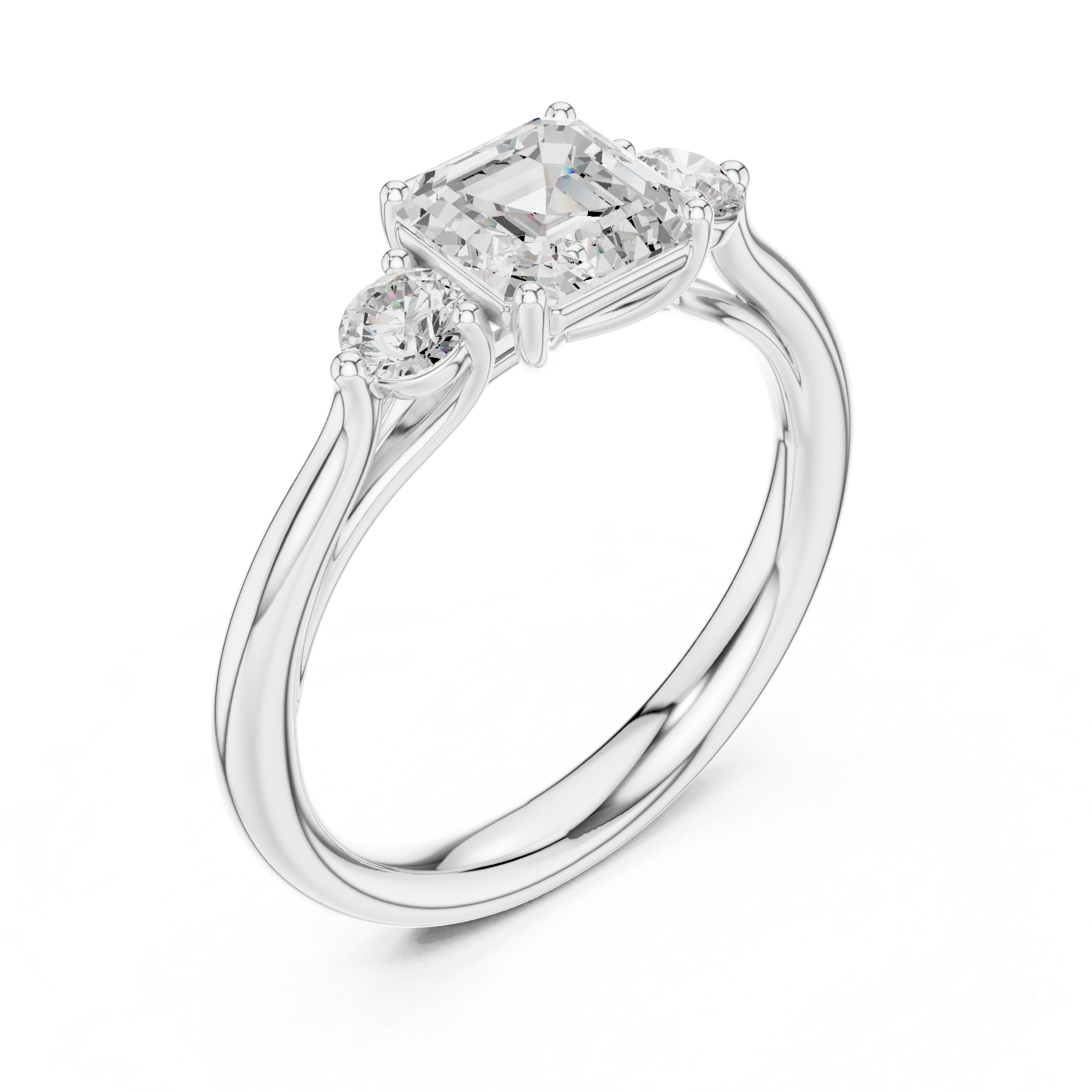 Asscher Three Stone Engagement Ring