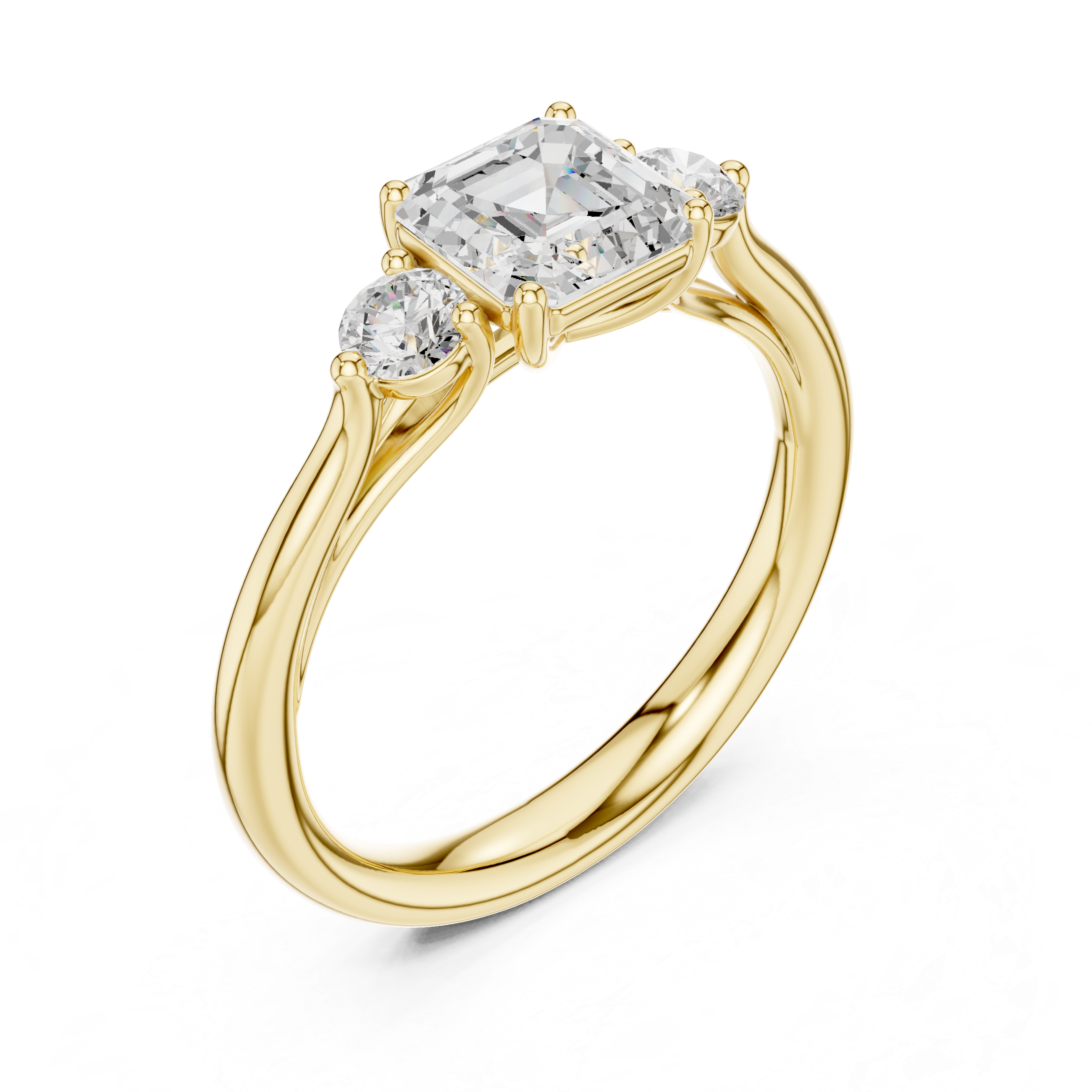 Asscher Three Stone Engagement Ring