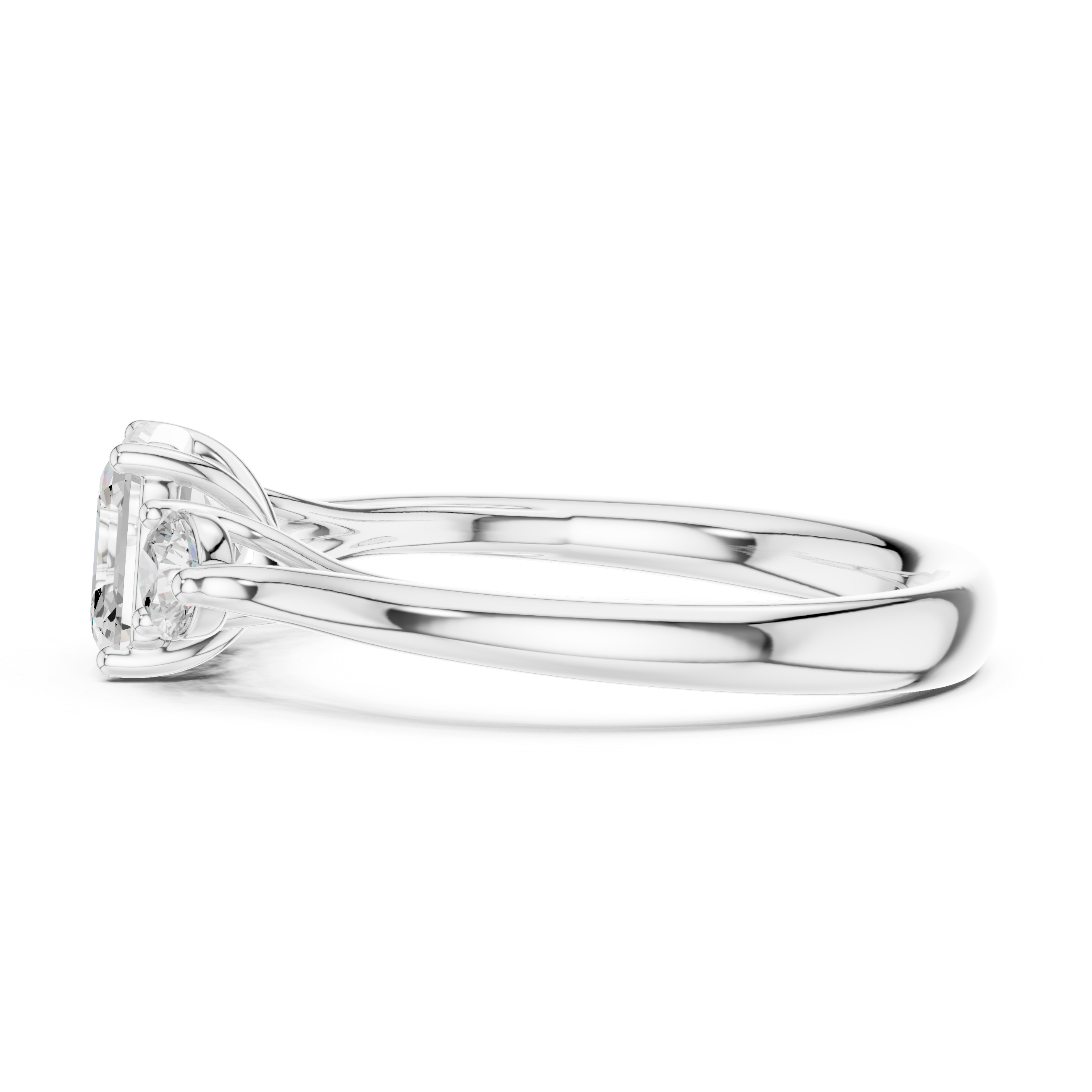 Asscher Three Stone Engagement Ring