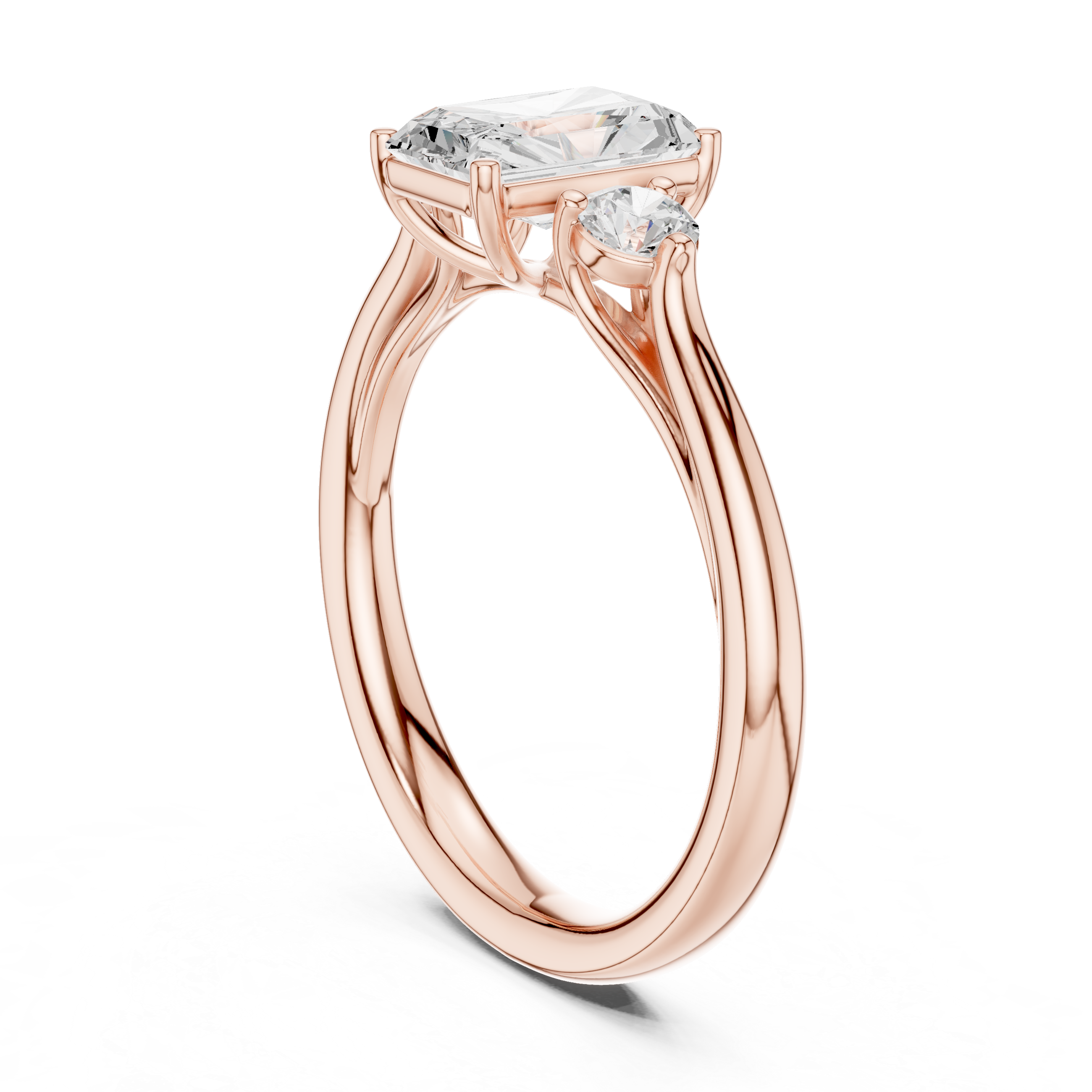 Radiant Three Stone Engagement Ring