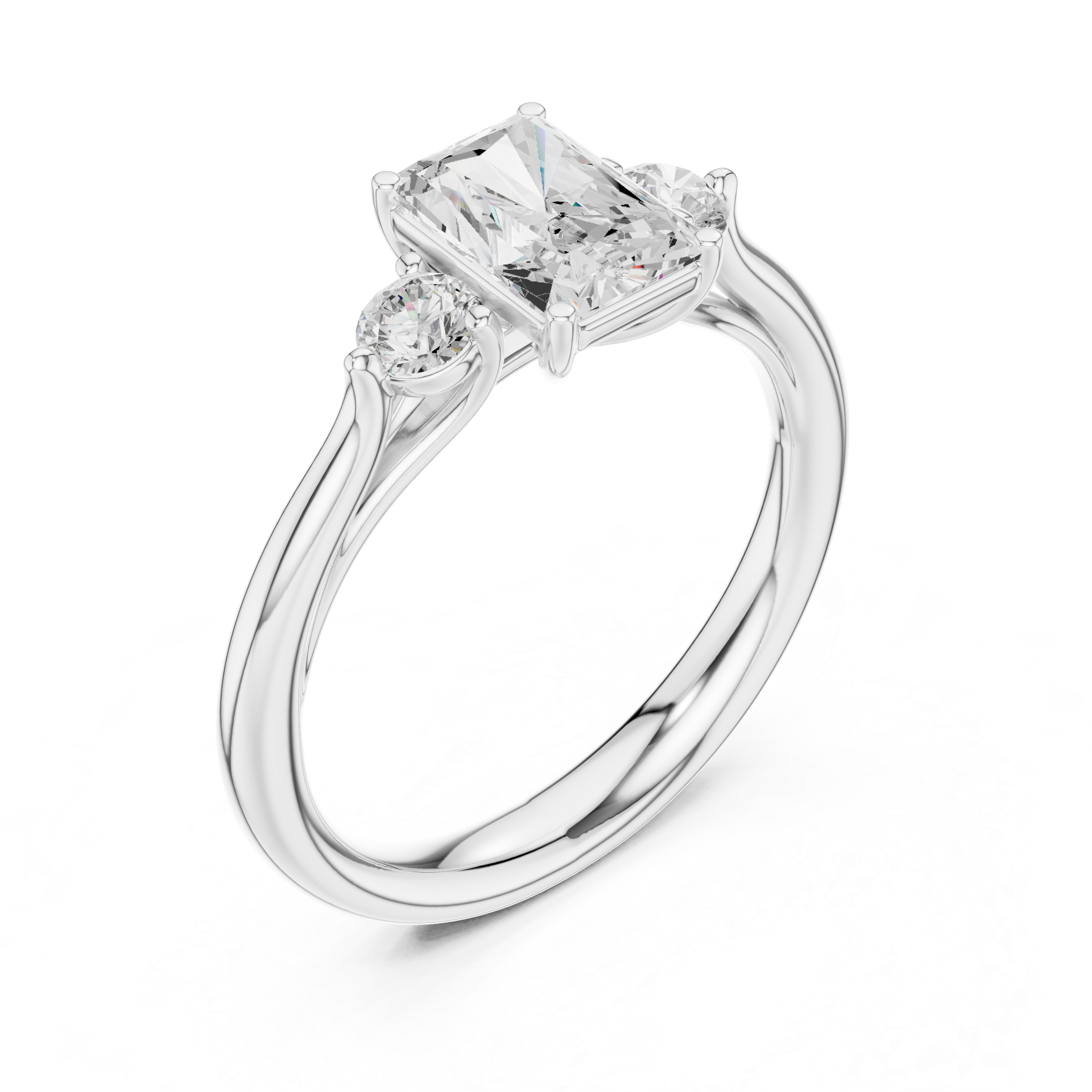 Radiant Three Stone Engagement Ring