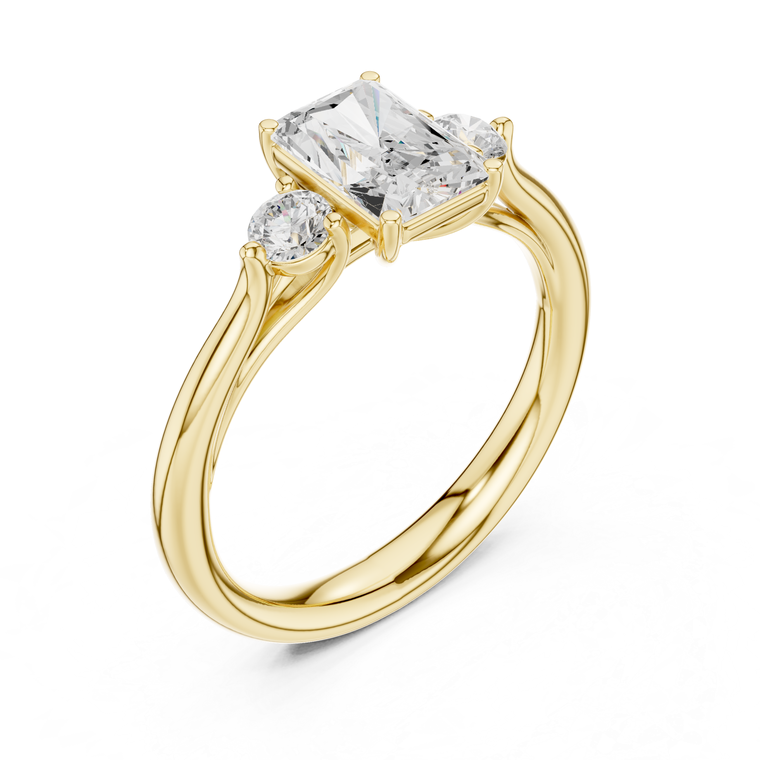 Radiant Three Stone Engagement Ring