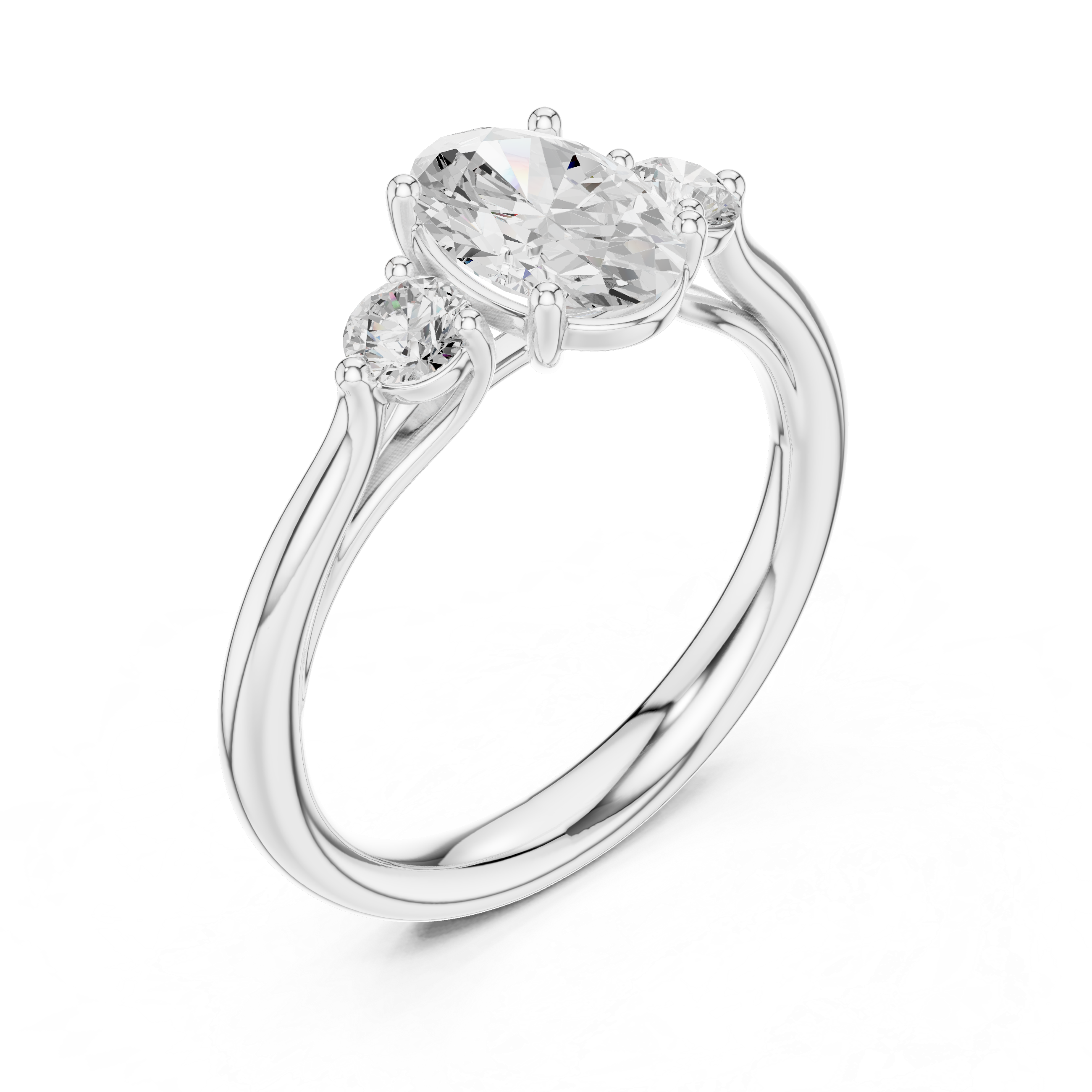 Oval Three Stone Engagement Ring