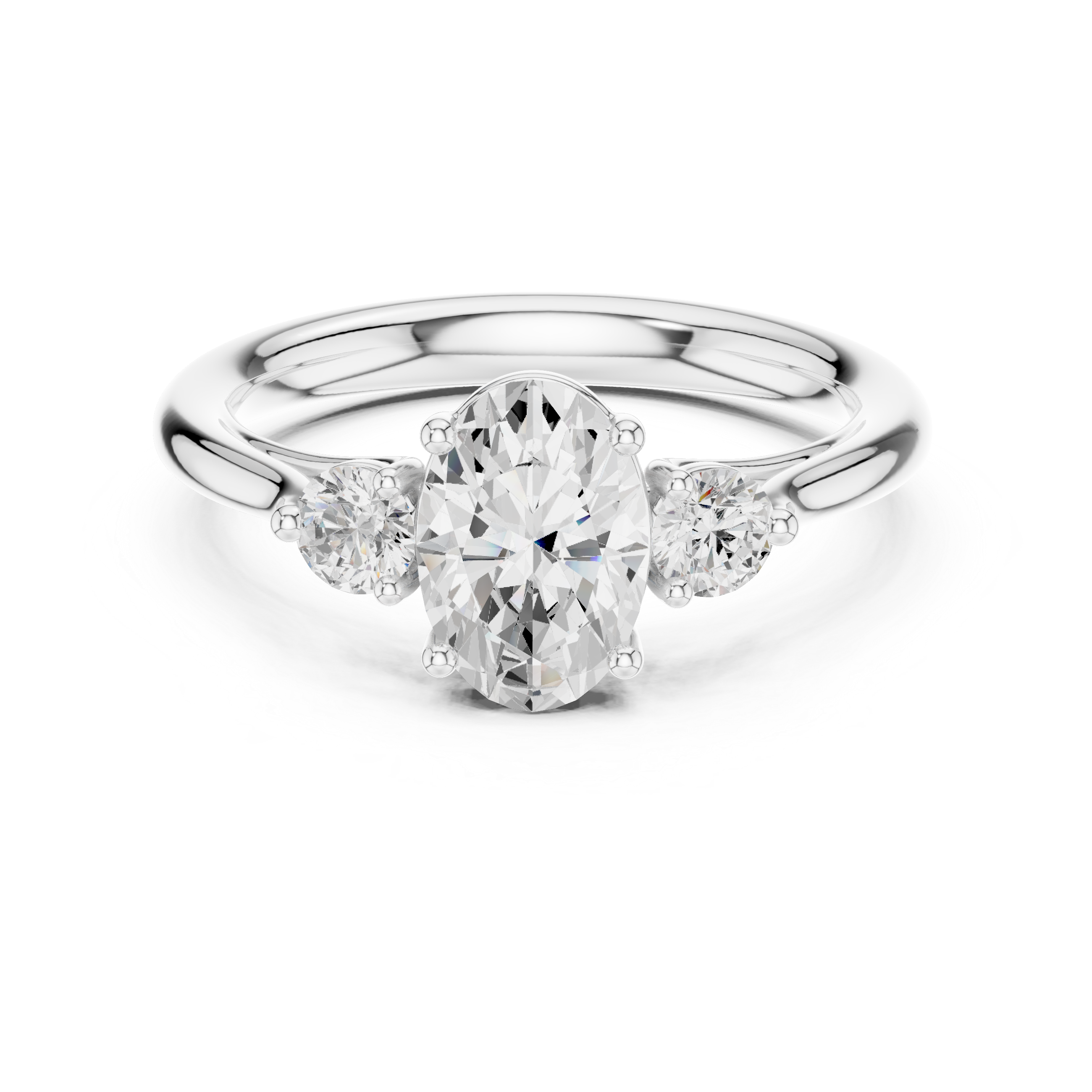 Oval Three Stone Engagement Ring