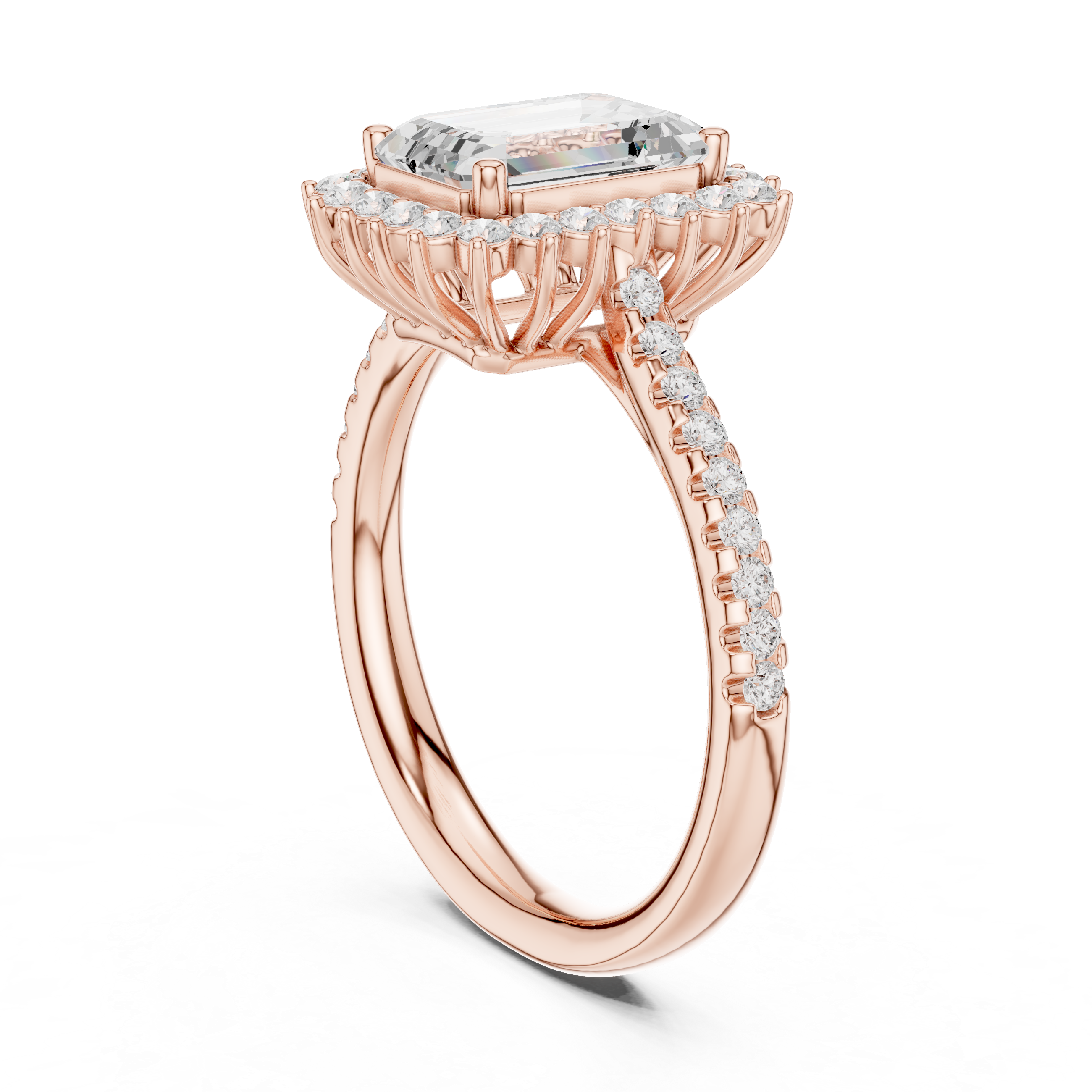 Emerald Cut Halo Engagement Ring