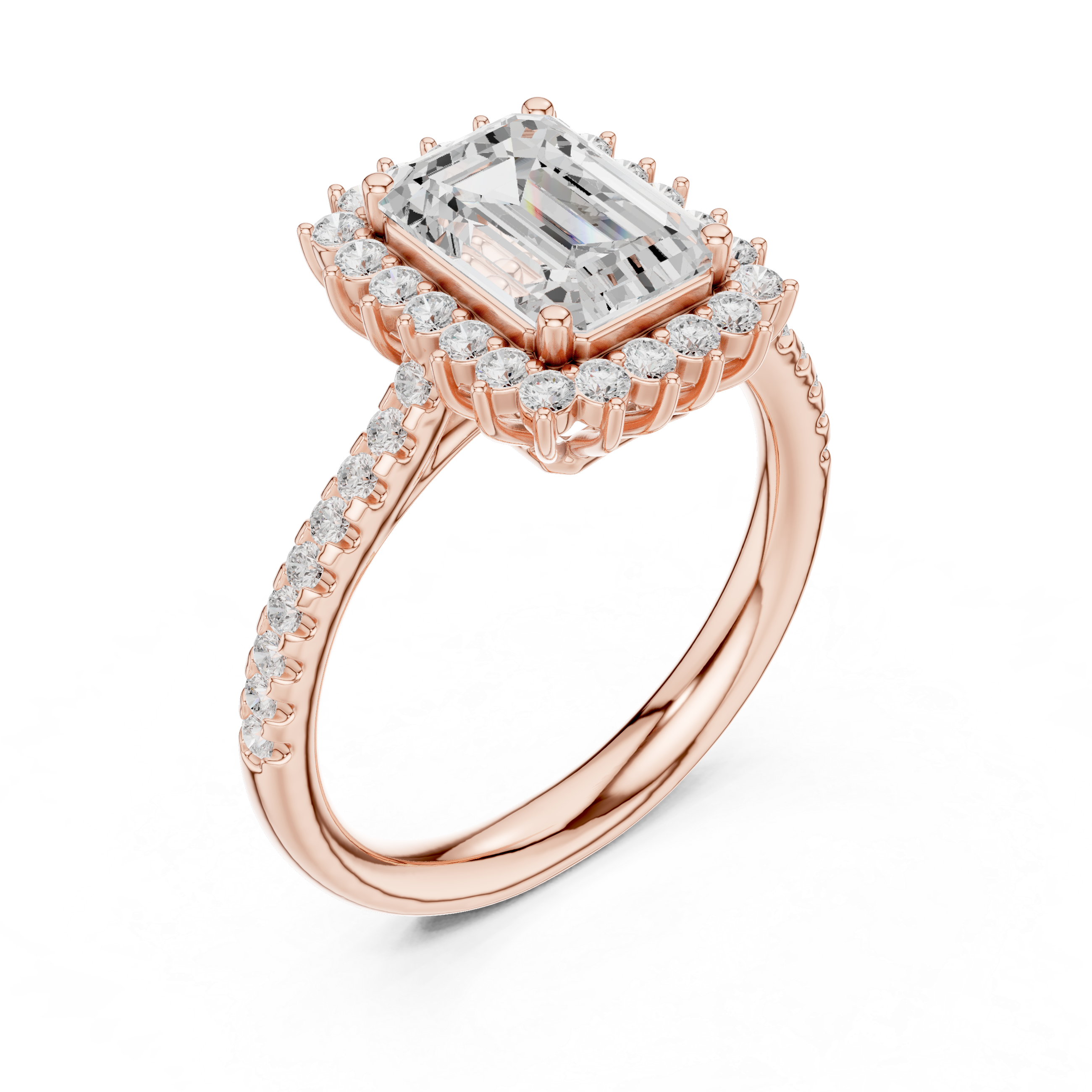 Emerald Cut Halo Engagement Ring