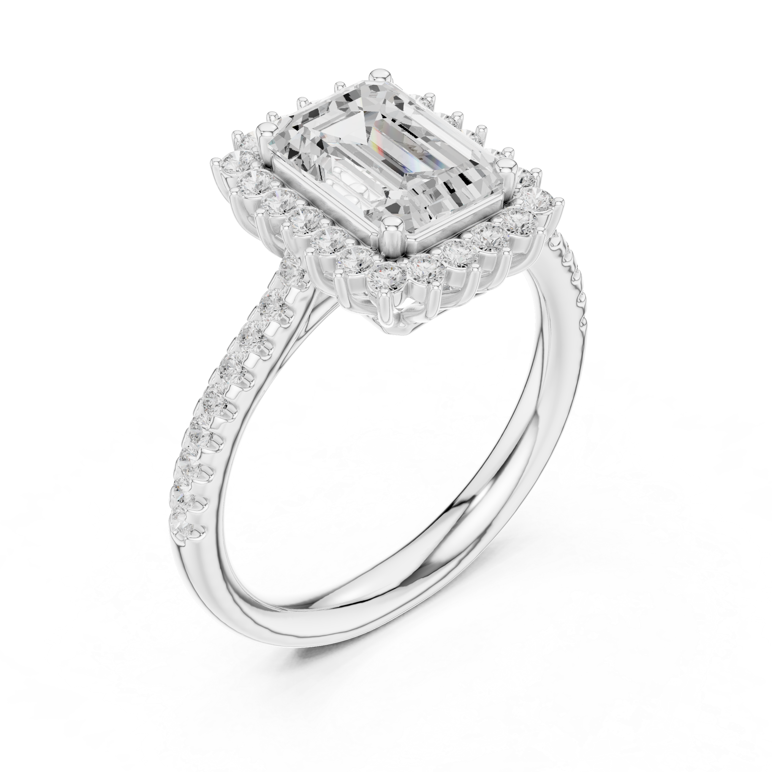 Emerald Cut Halo Engagement Ring
