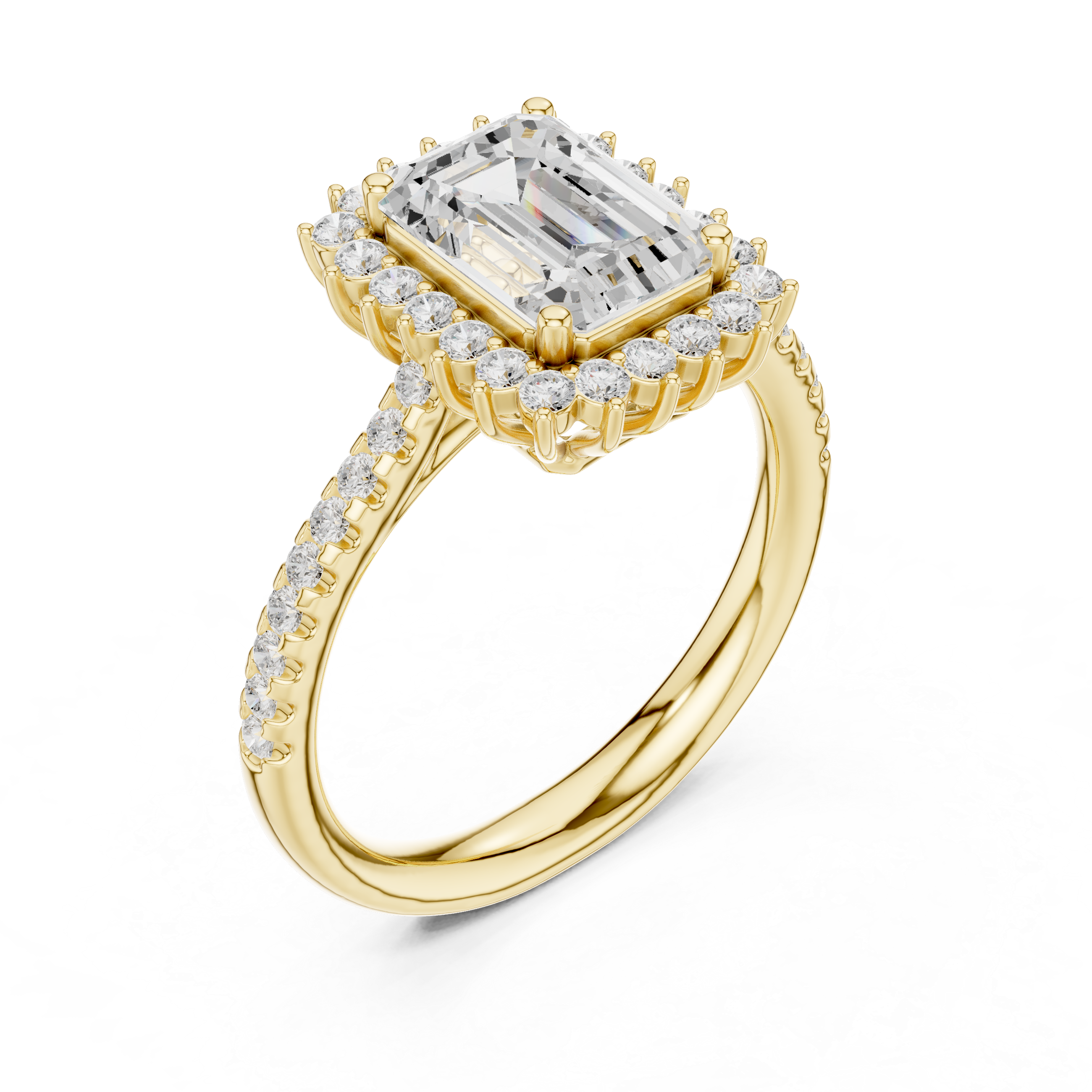 Emerald Cut Halo Engagement Ring