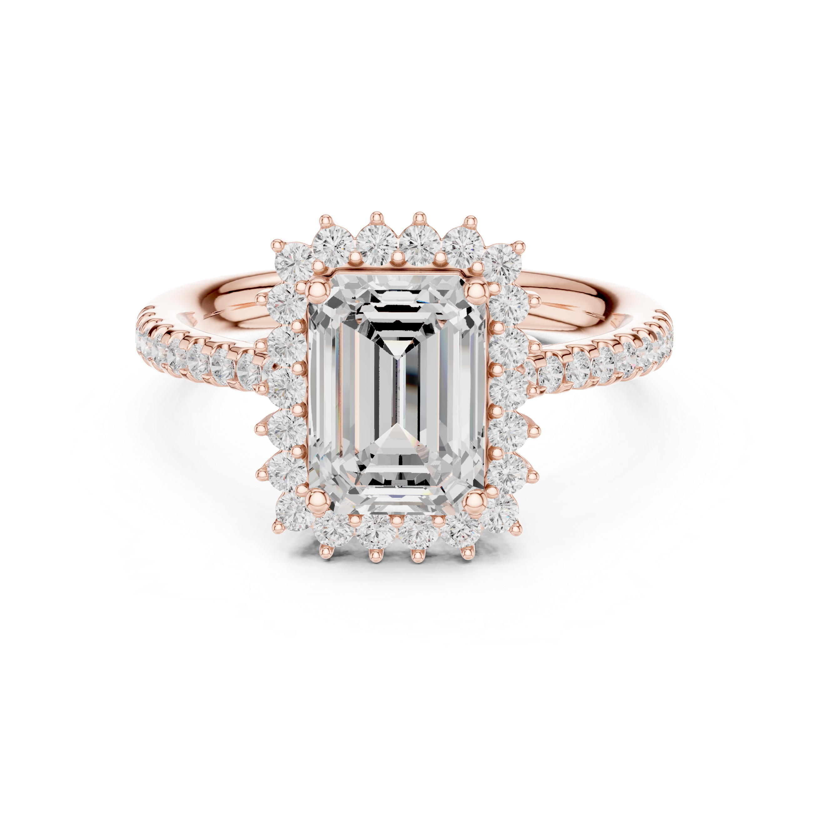Emerald Cut Halo Engagement Ring