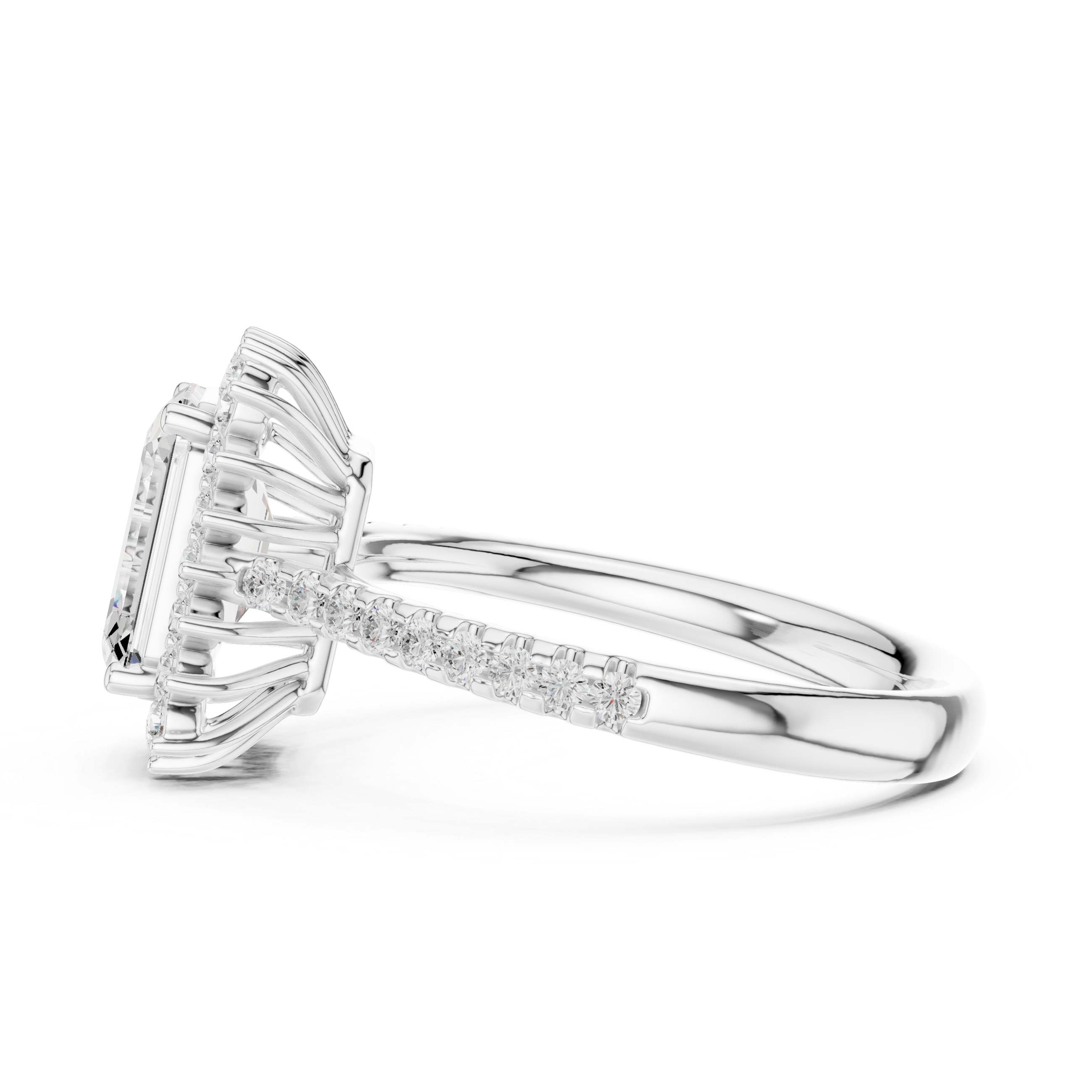 Emerald Cut Halo Engagement Ring