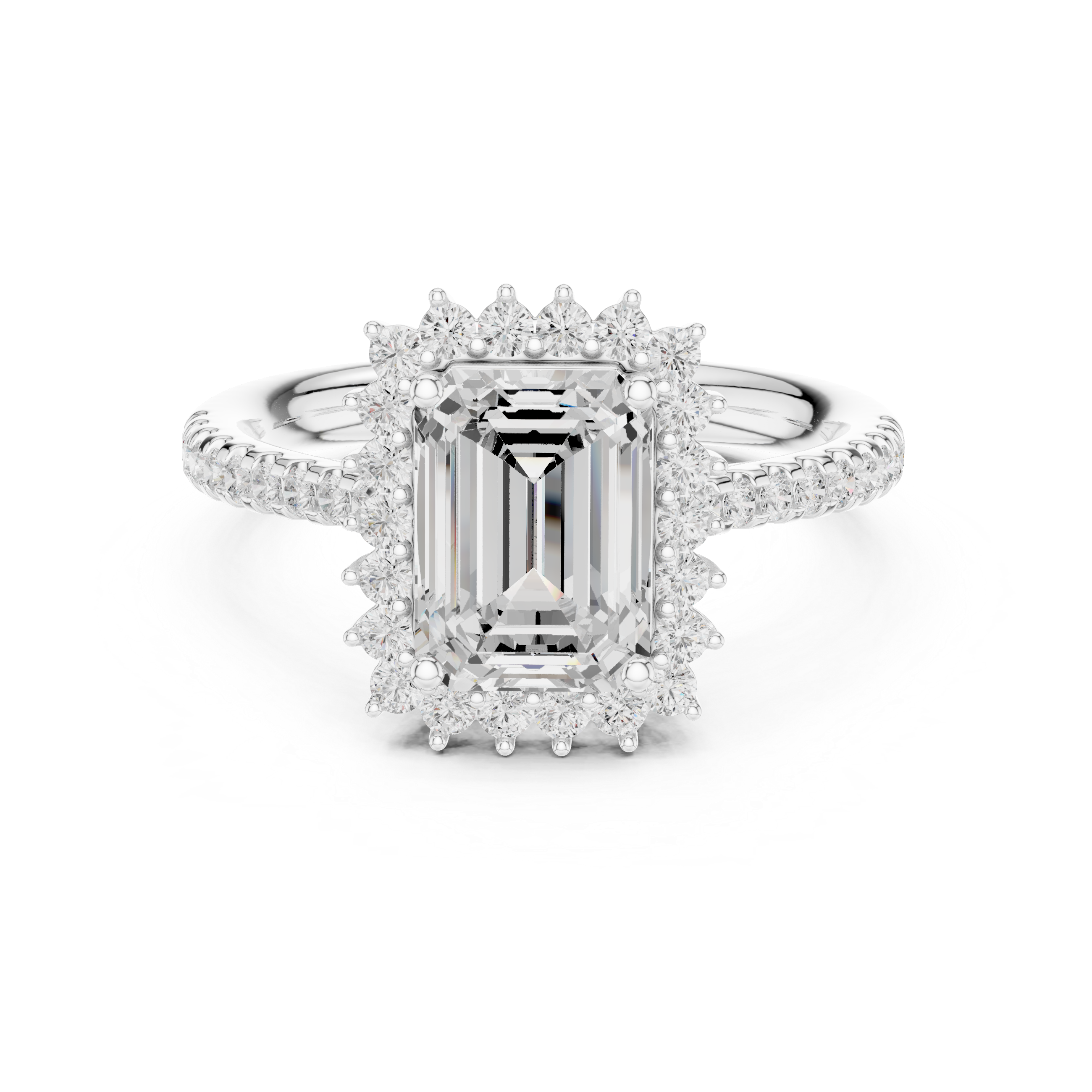 Emerald Cut Halo Engagement Ring