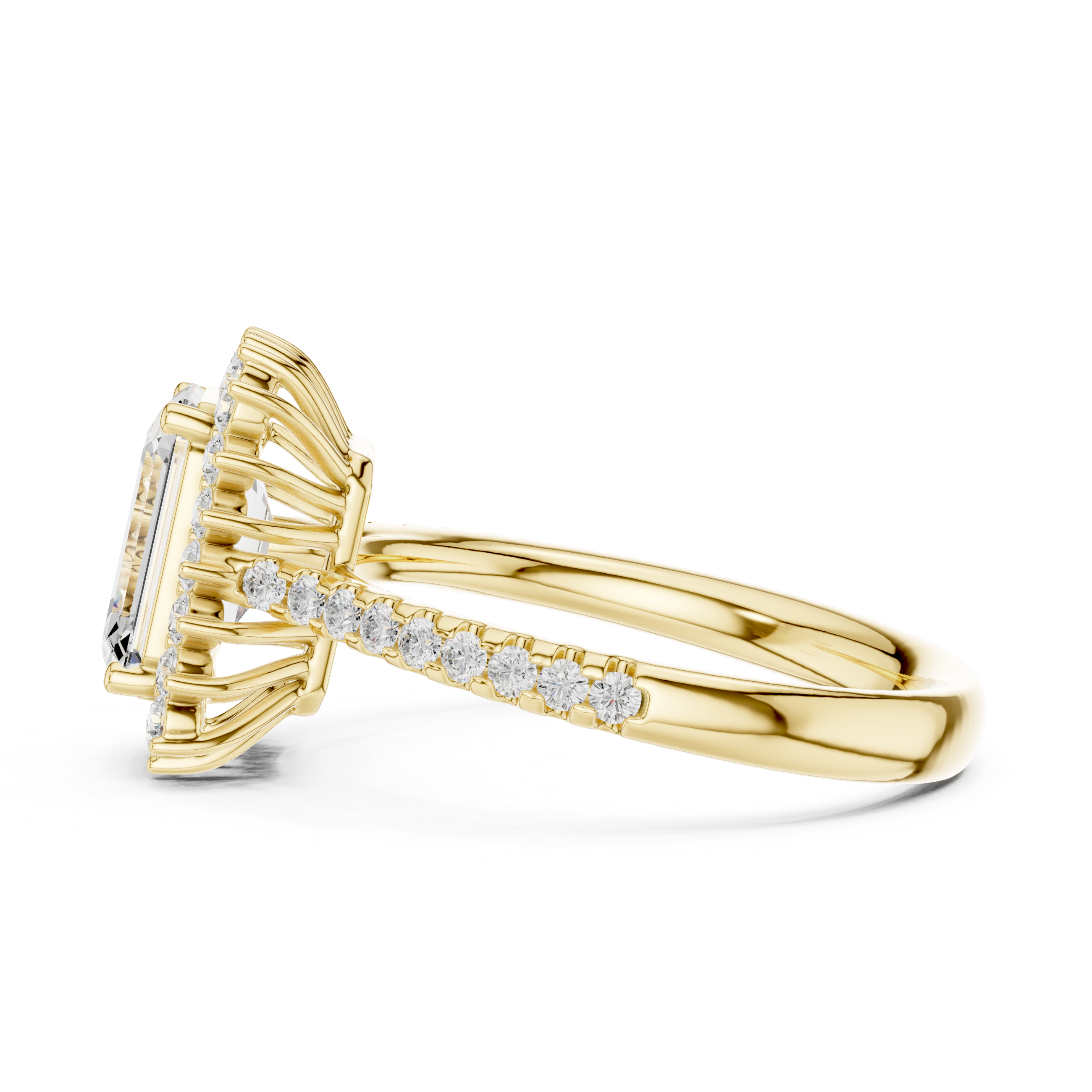 Emerald Cut Halo Engagement Ring