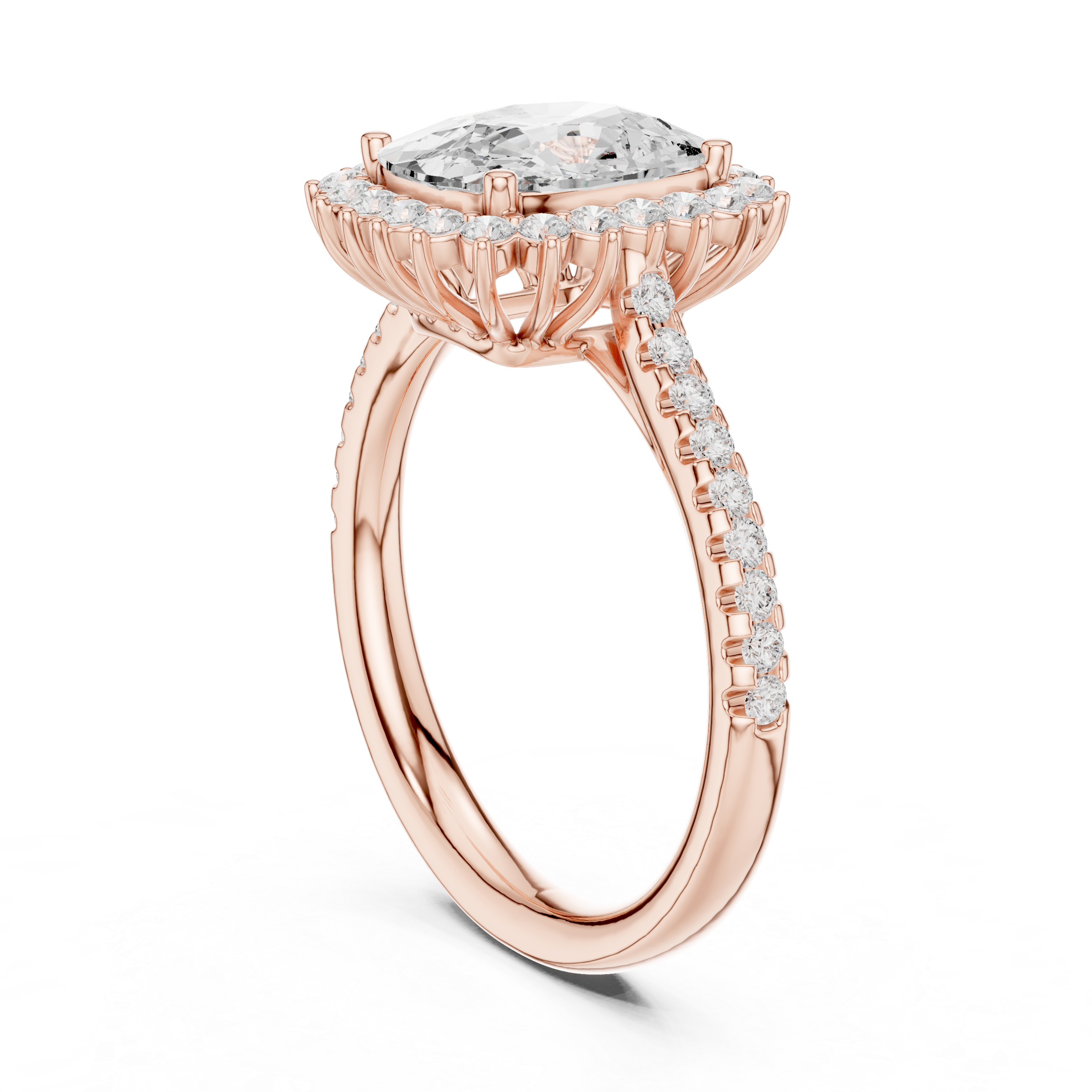 Cushion Cut Halo Engagement Ring