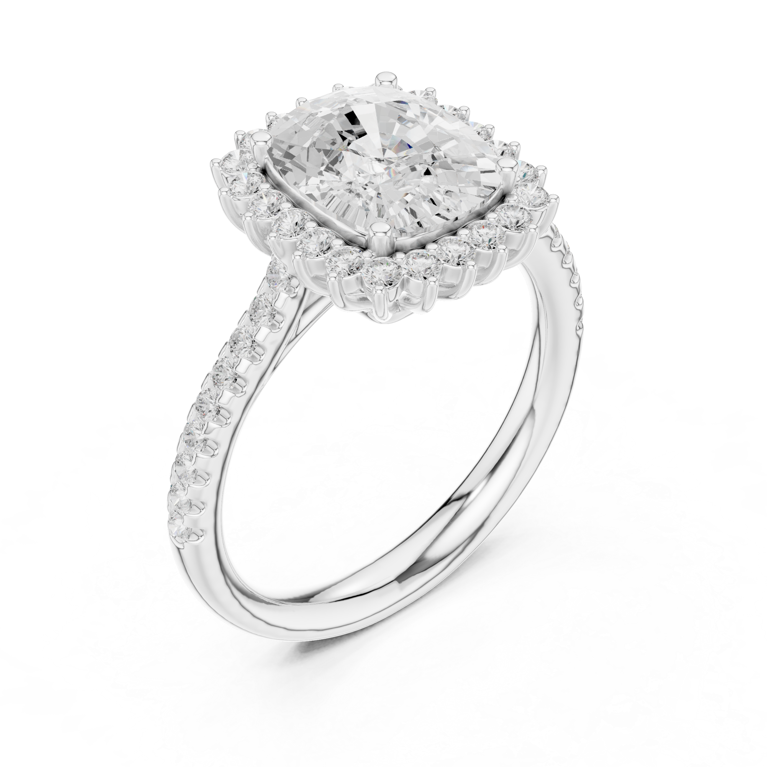 Cushion Cut Halo Engagement Ring