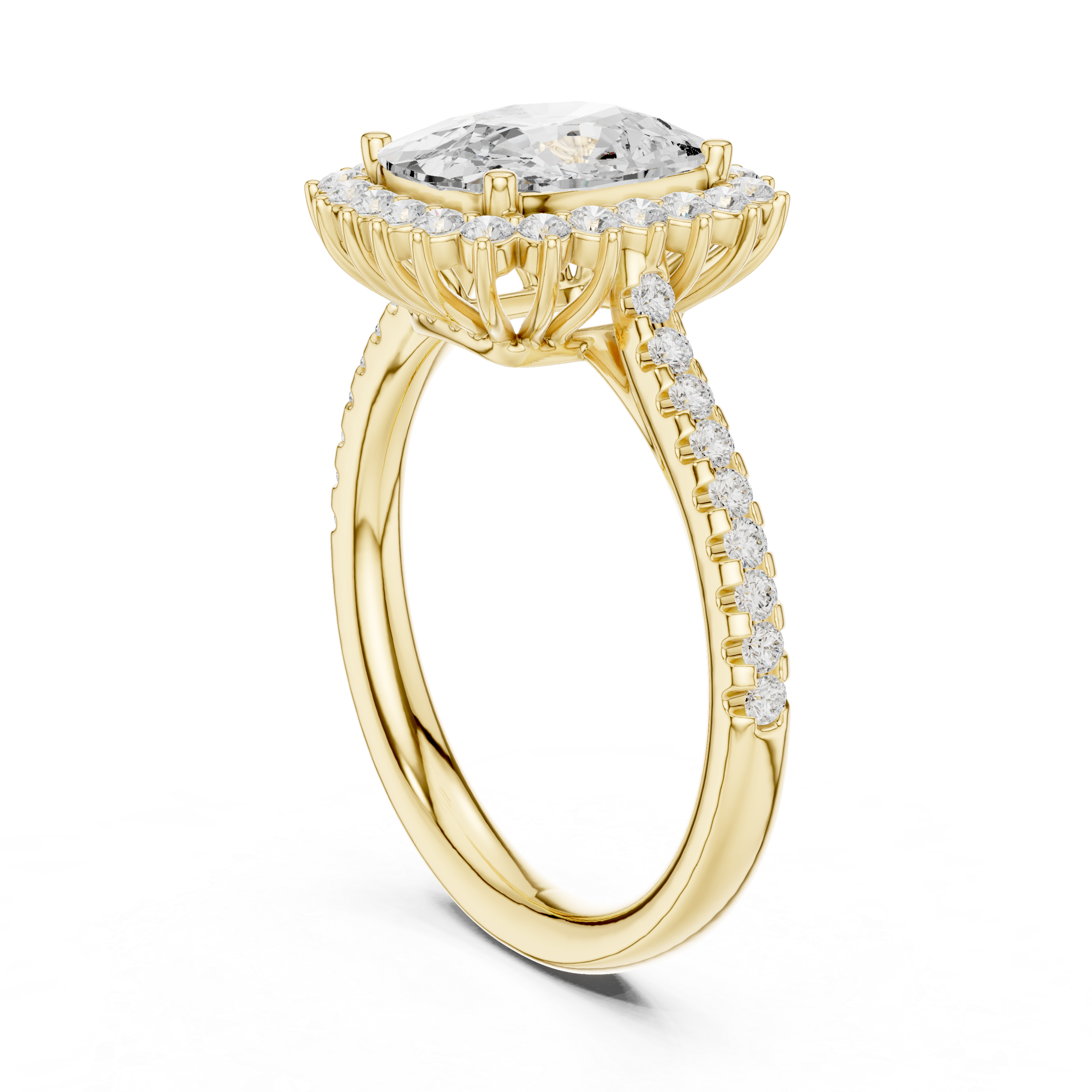 Cushion Cut Halo Engagement Ring