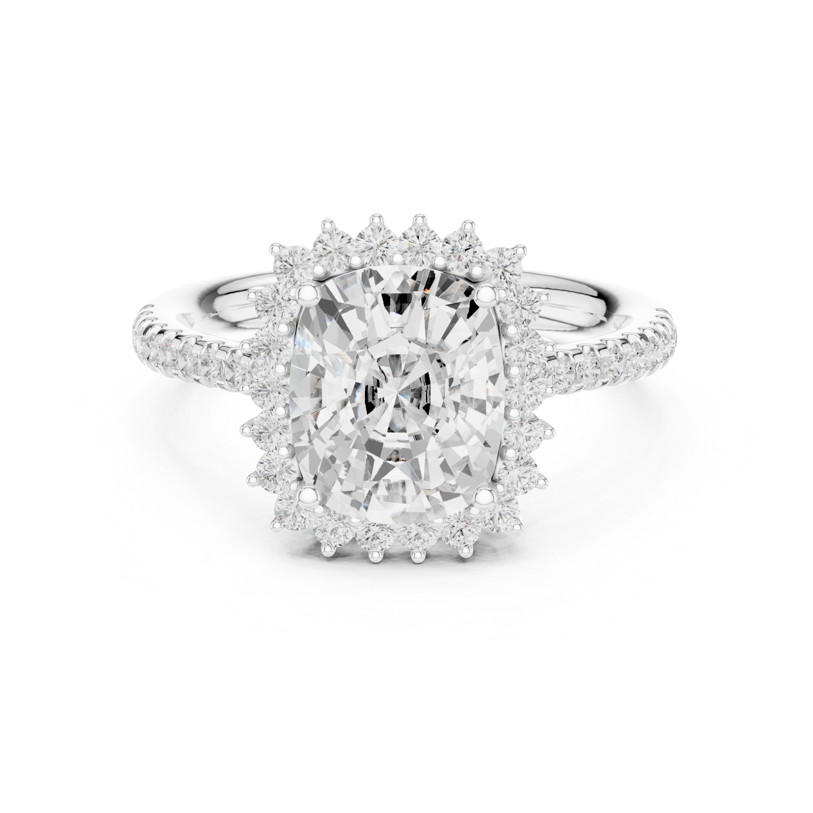 Cushion Cut Halo Engagement Ring