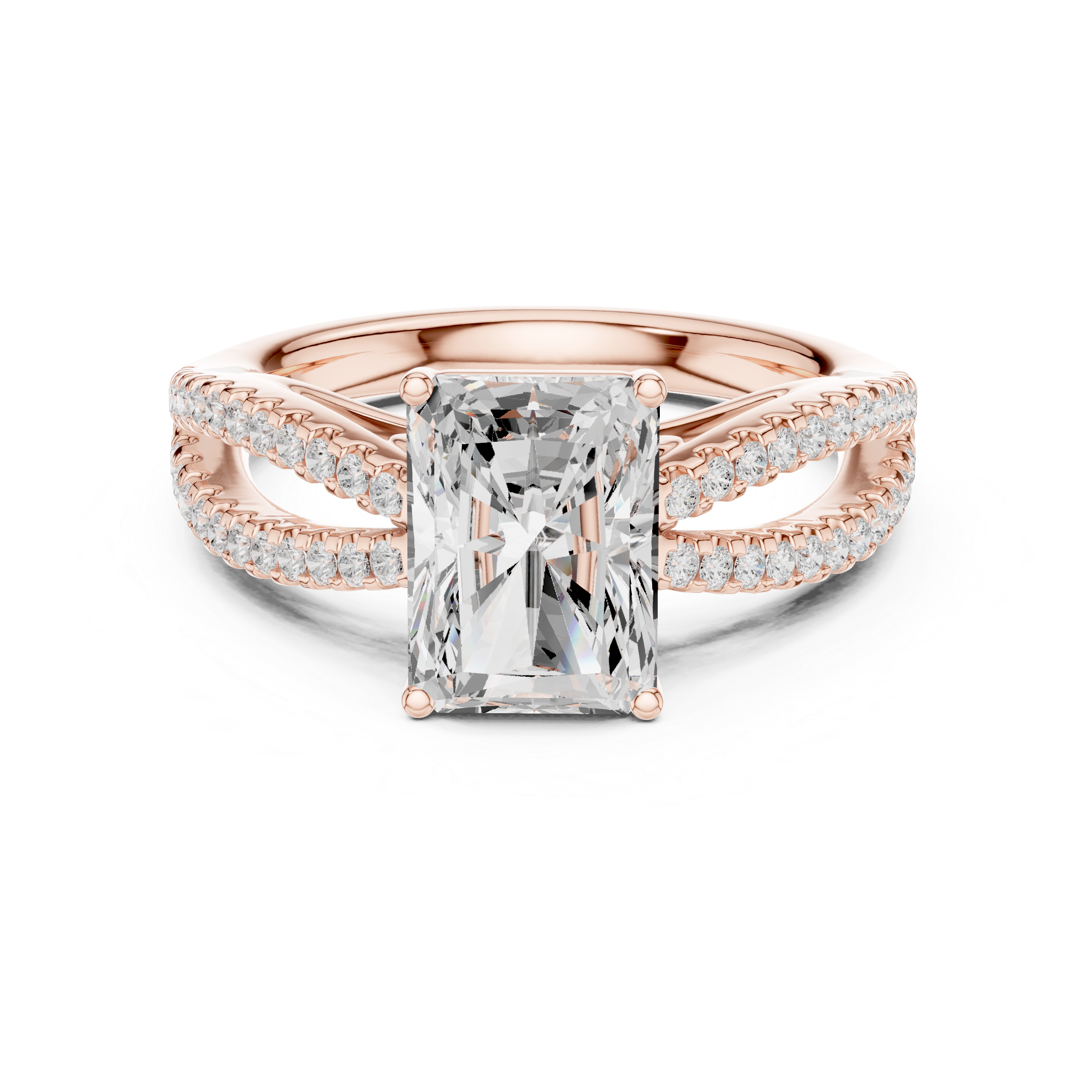 Radiant Cut Split Shank Engagement Ring