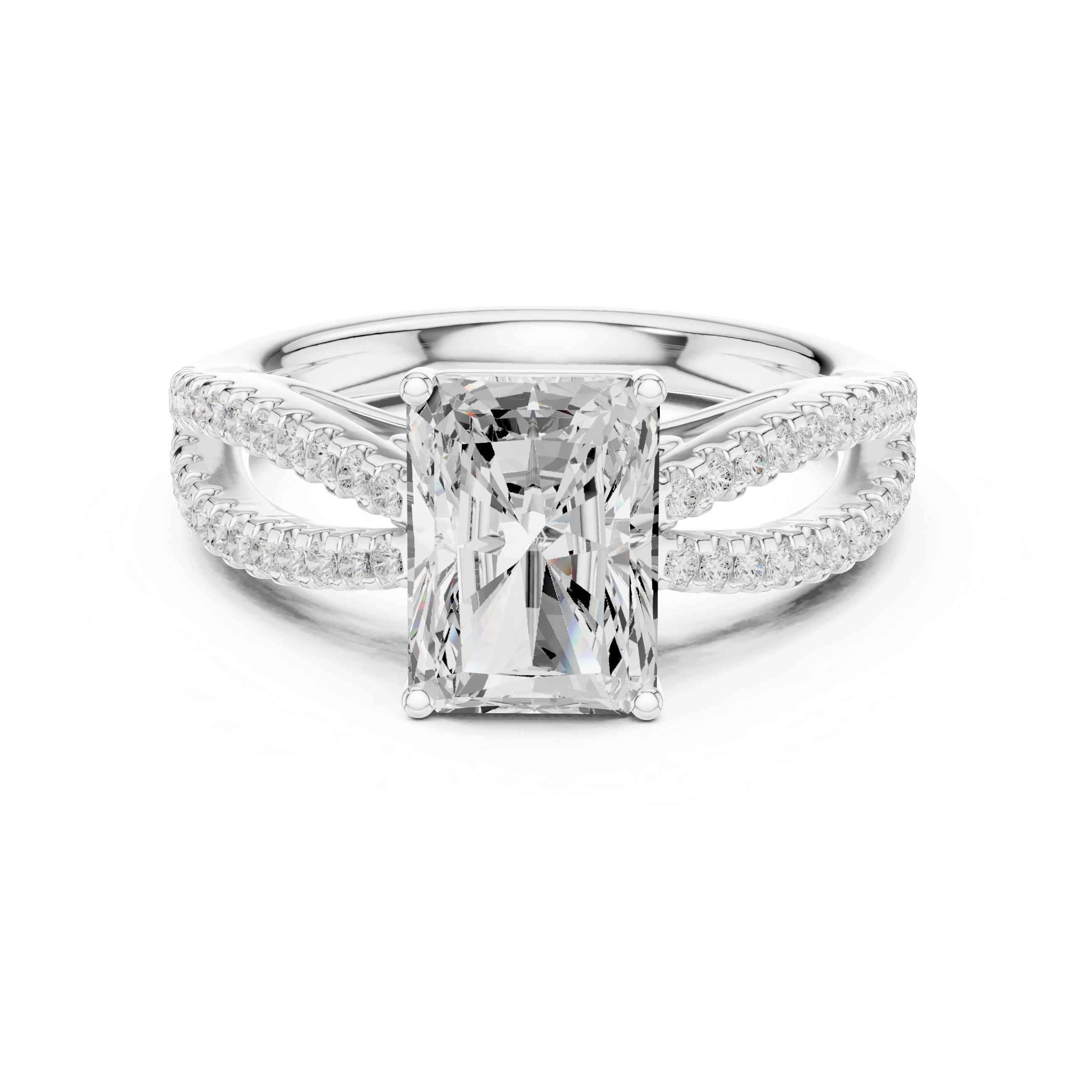 Radiant Cut Split Shank Engagement Ring