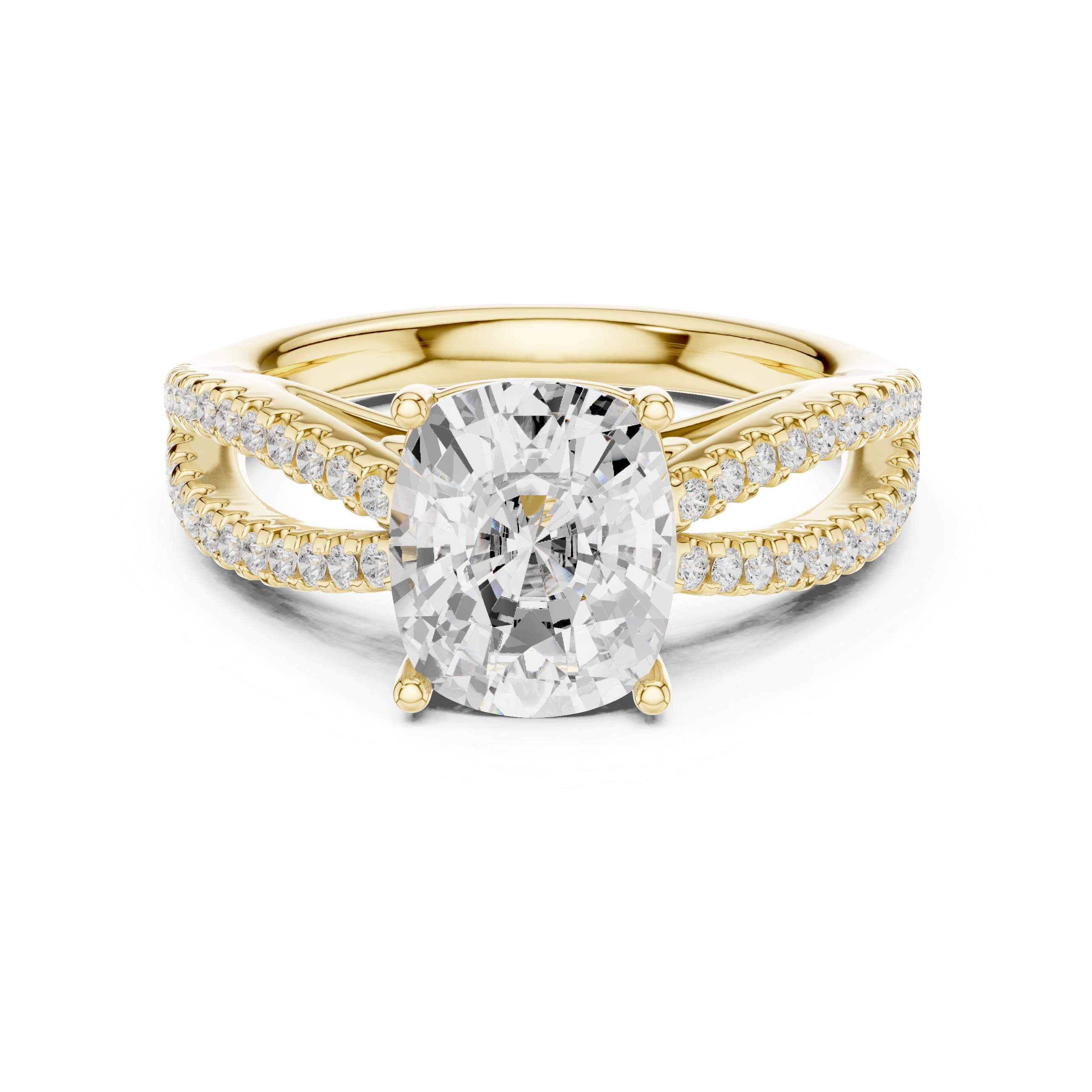 Cushion Cut Split Shank Engagement Ring