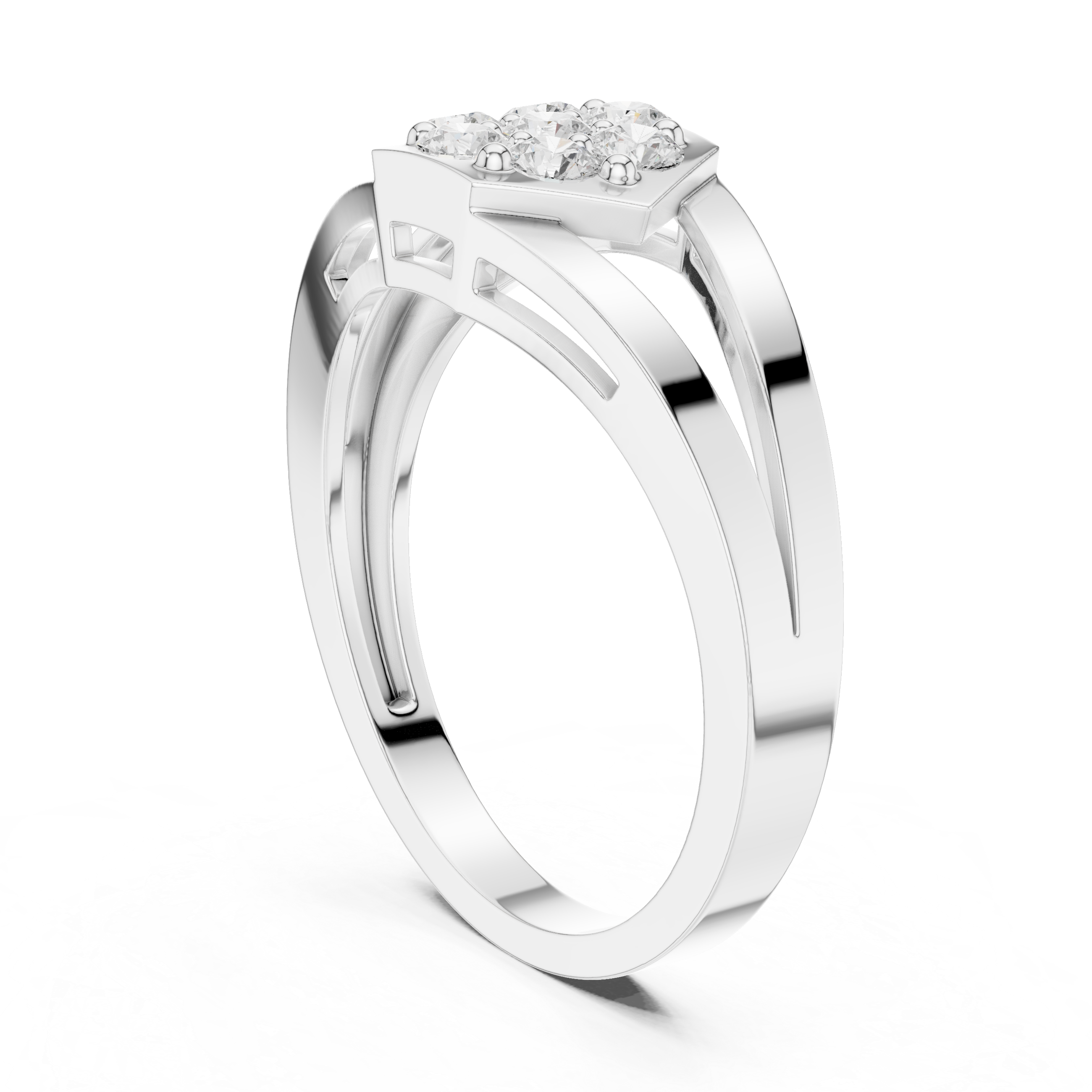 Hexagon Diamond Cluster Ring