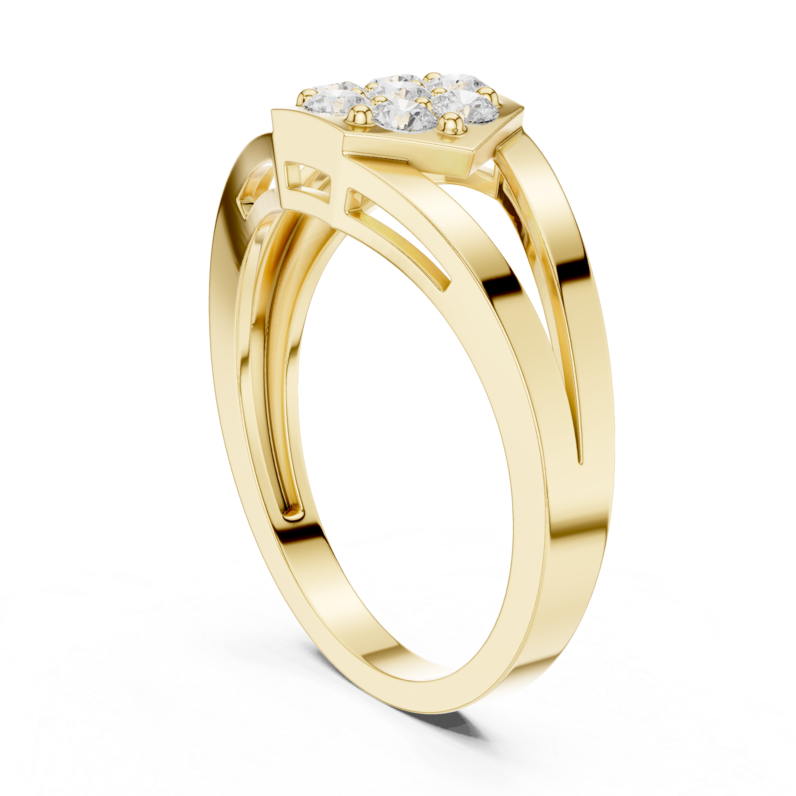 Hexagon Diamond Cluster Ring