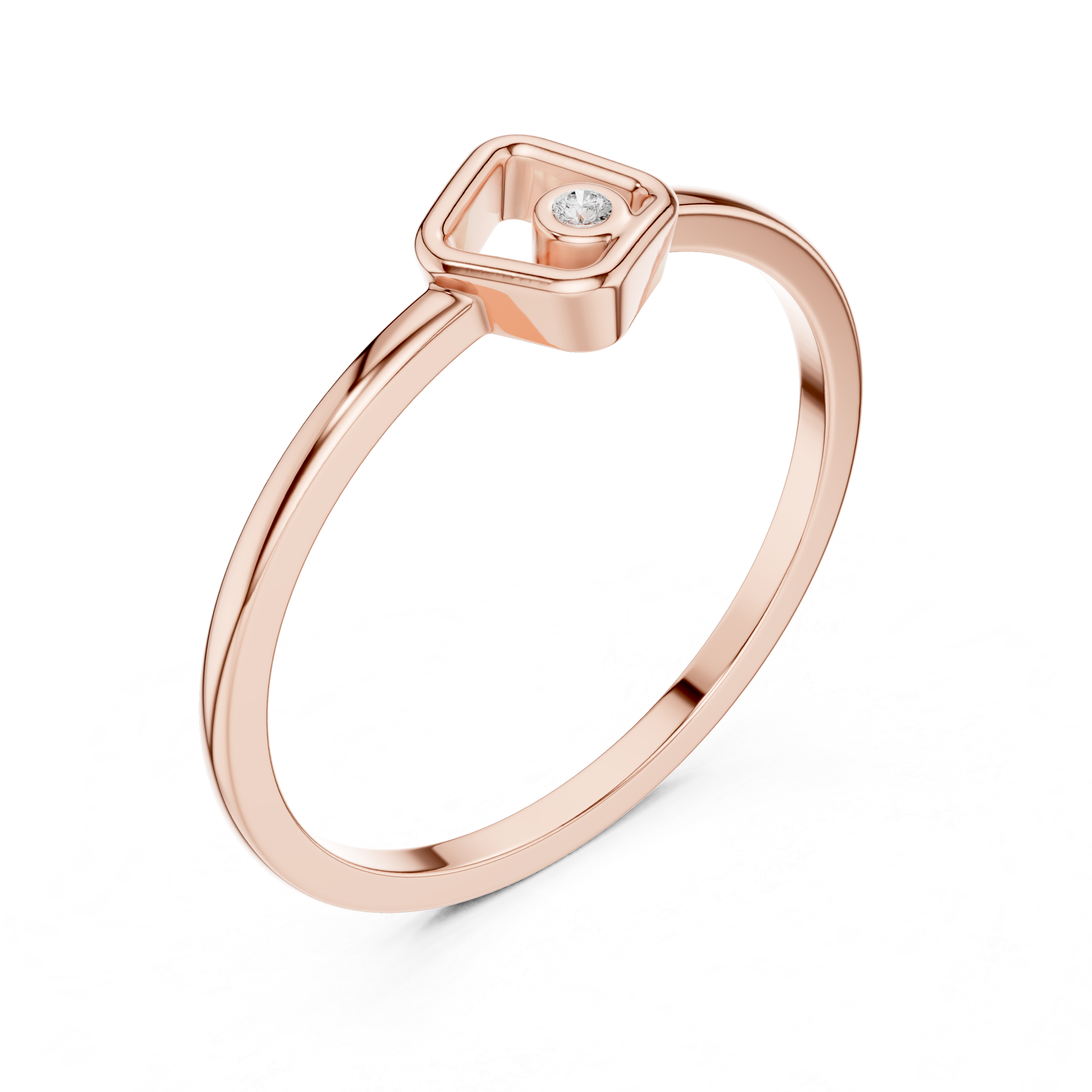 Minimalist Floating Diamond Square Ring