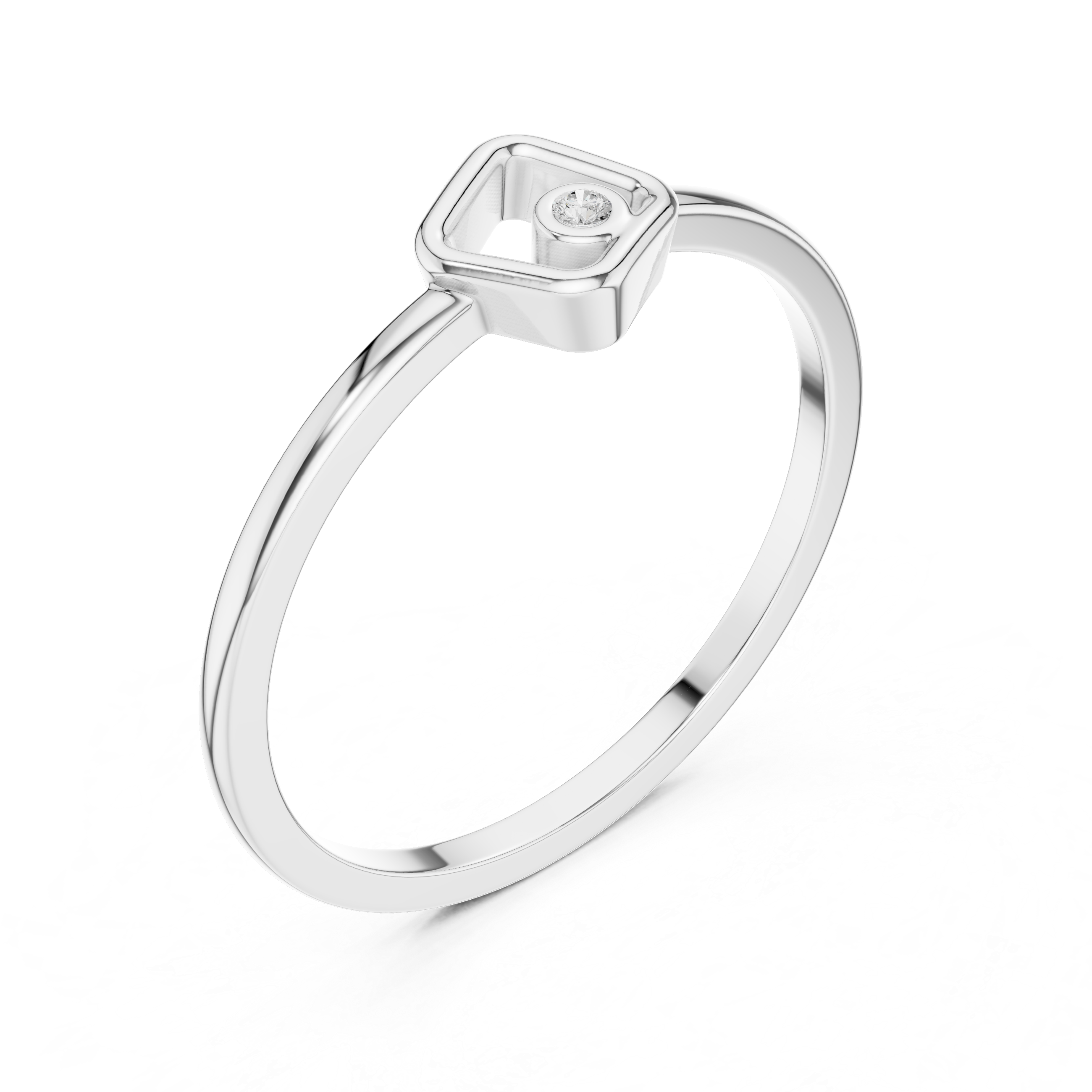 Minimalist Floating Diamond Square Ring