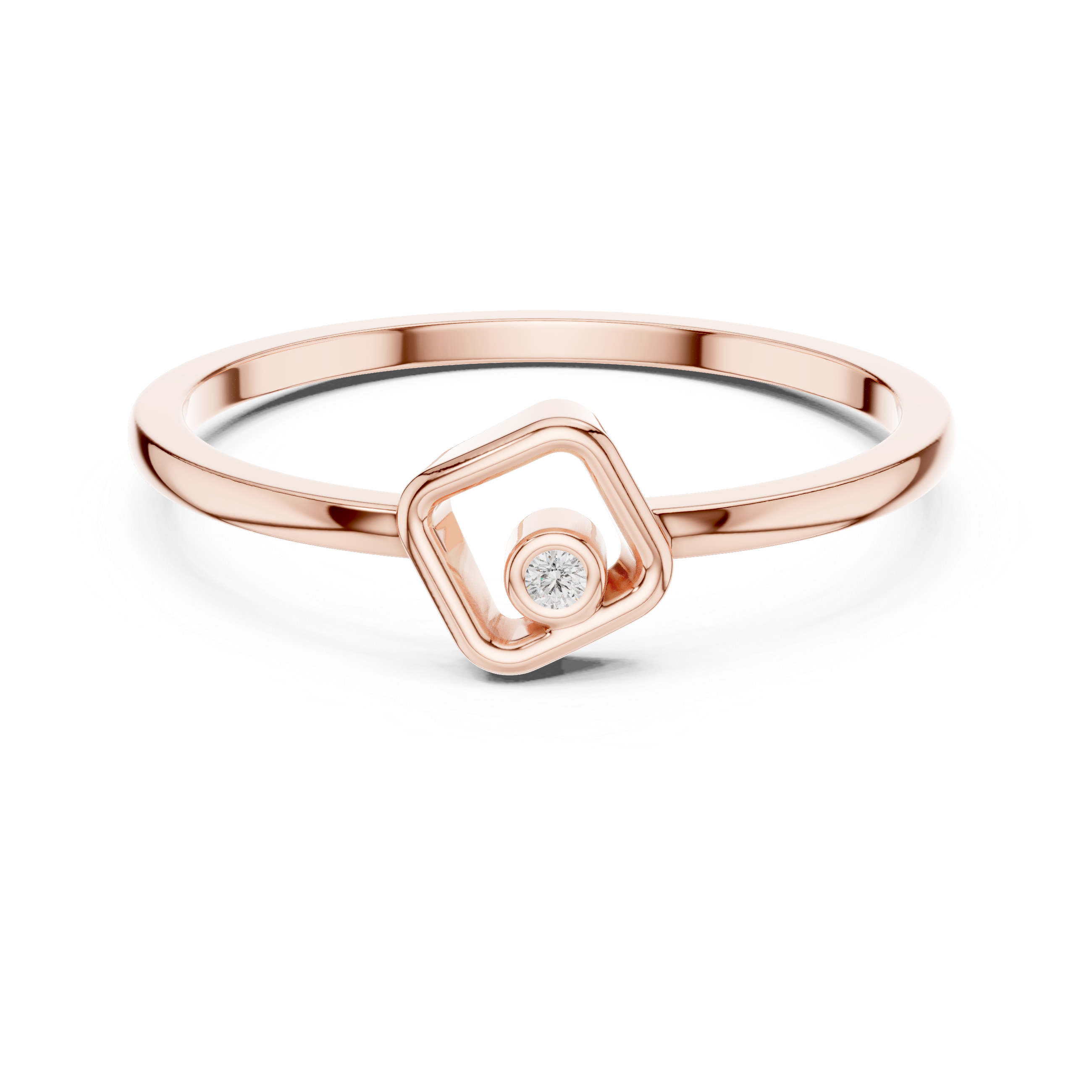 Minimalist Floating Diamond Square Ring