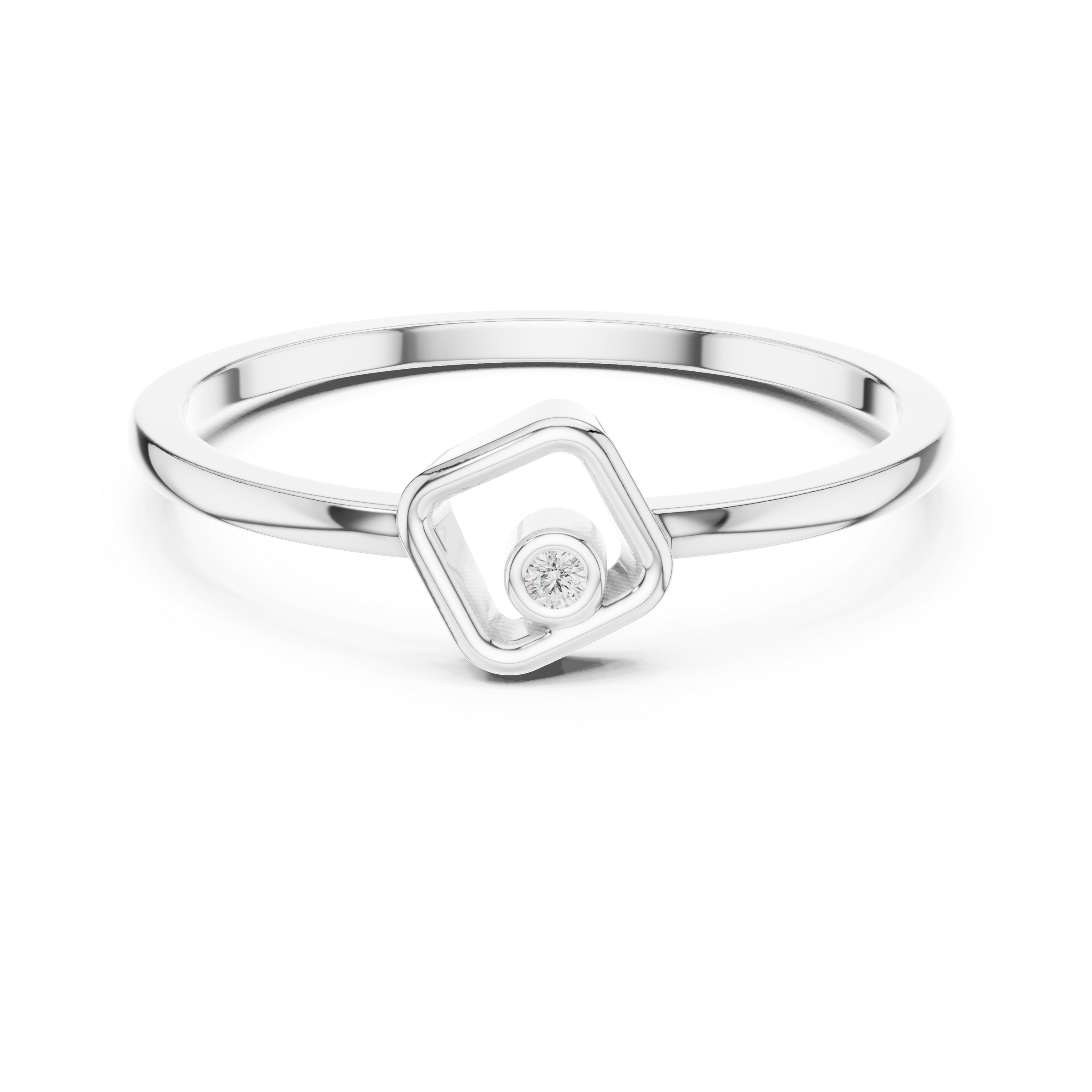 Minimalist Floating Diamond Square Ring