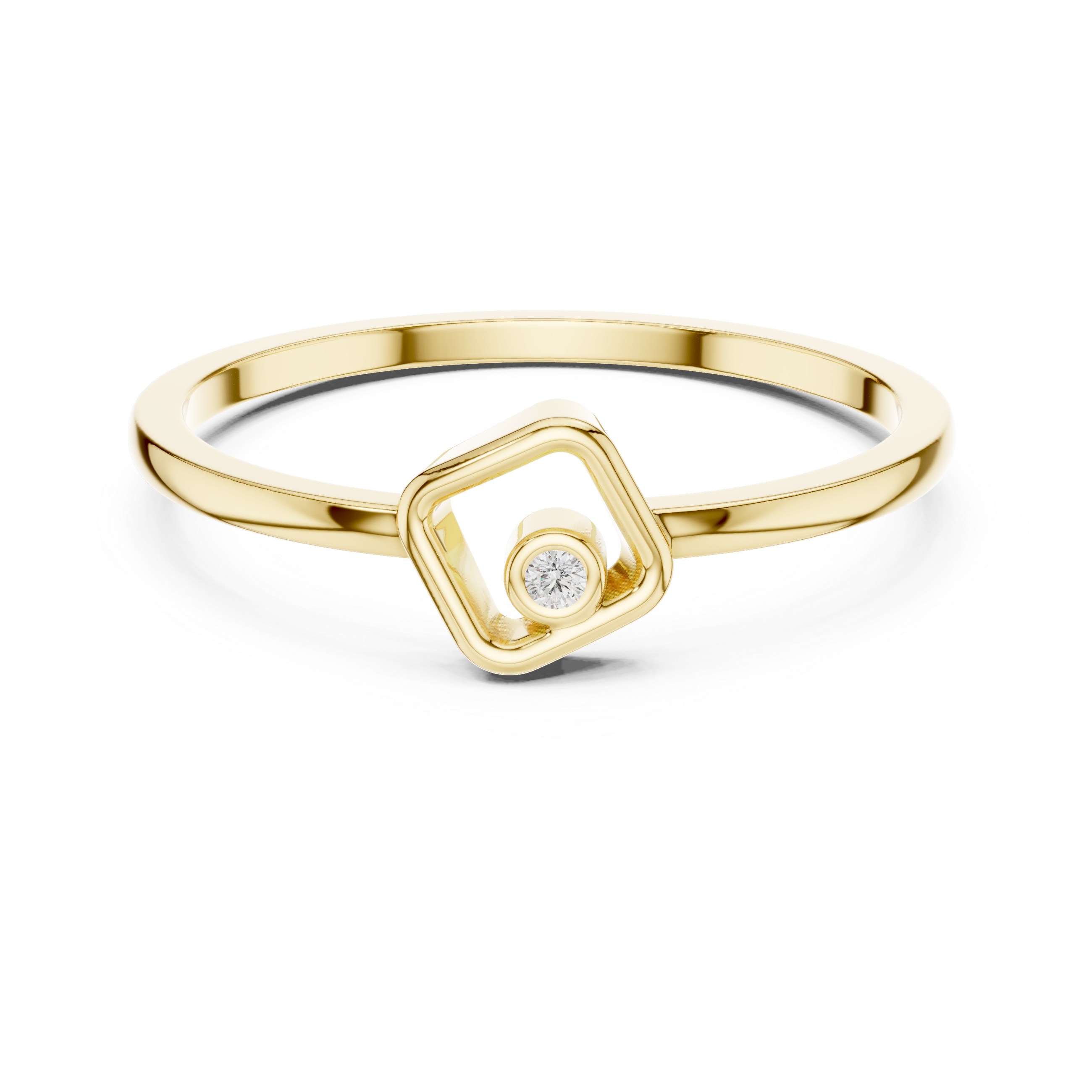 Minimalist Floating Diamond Square Ring