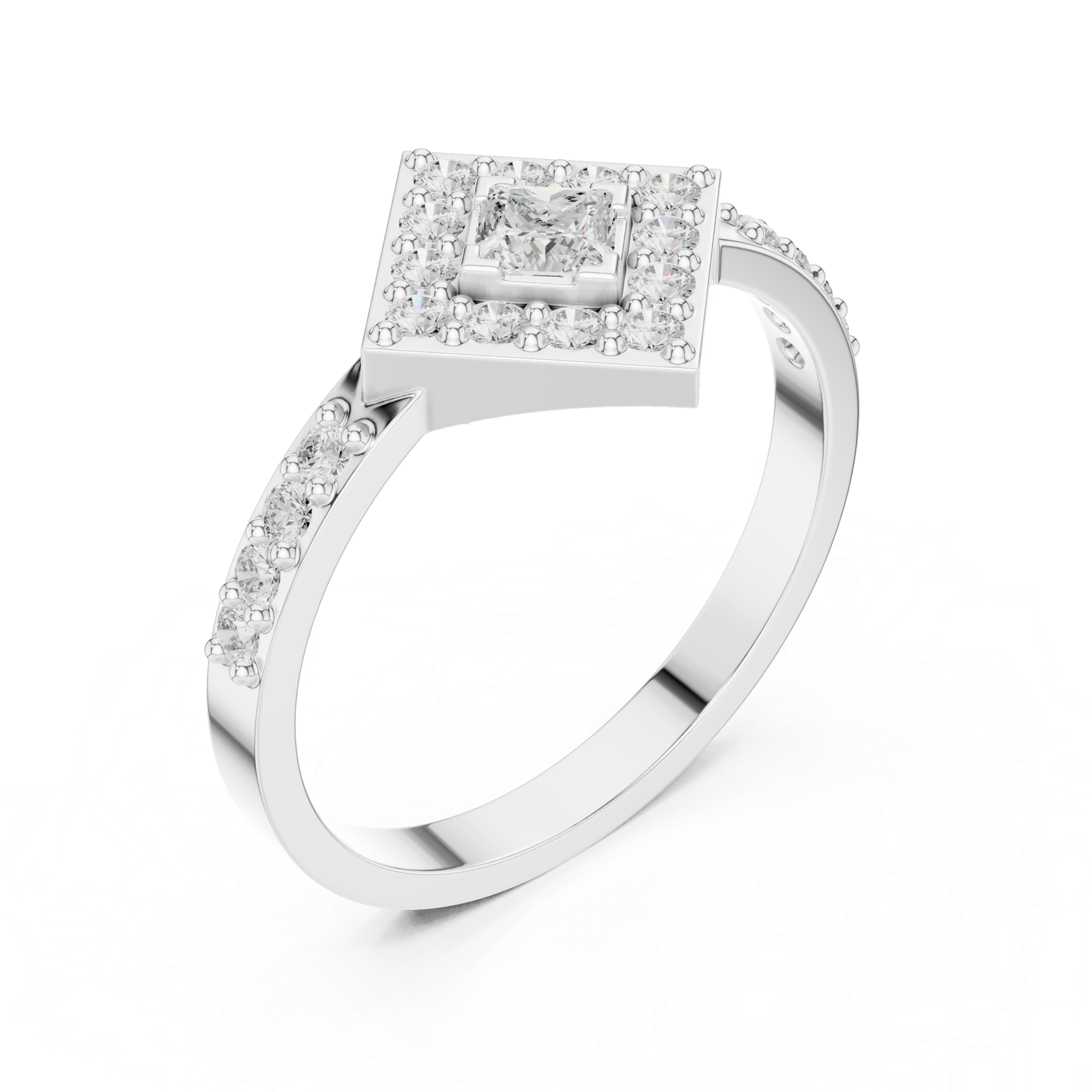 Princess Halo Diamond Ring