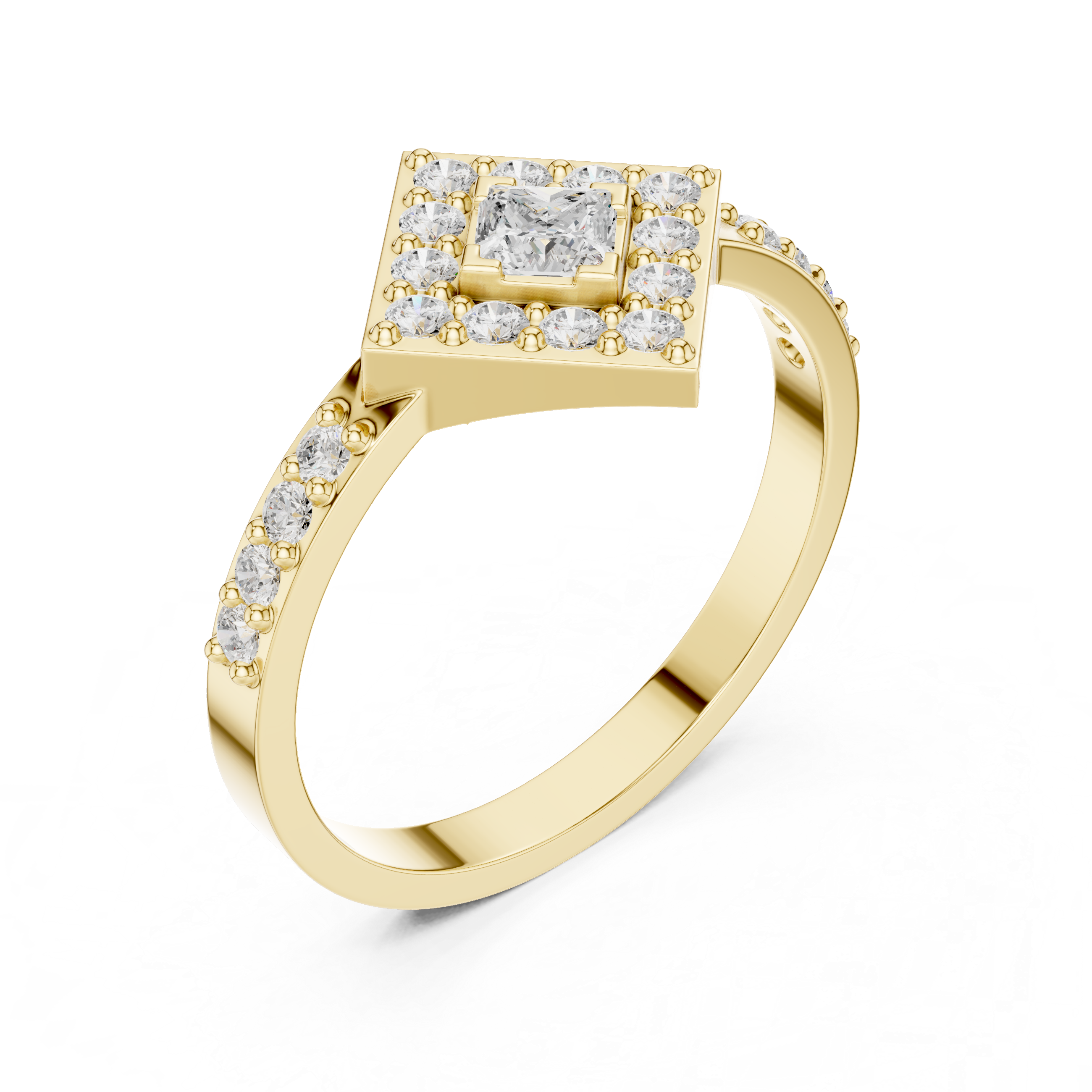Princess Halo Diamond Ring