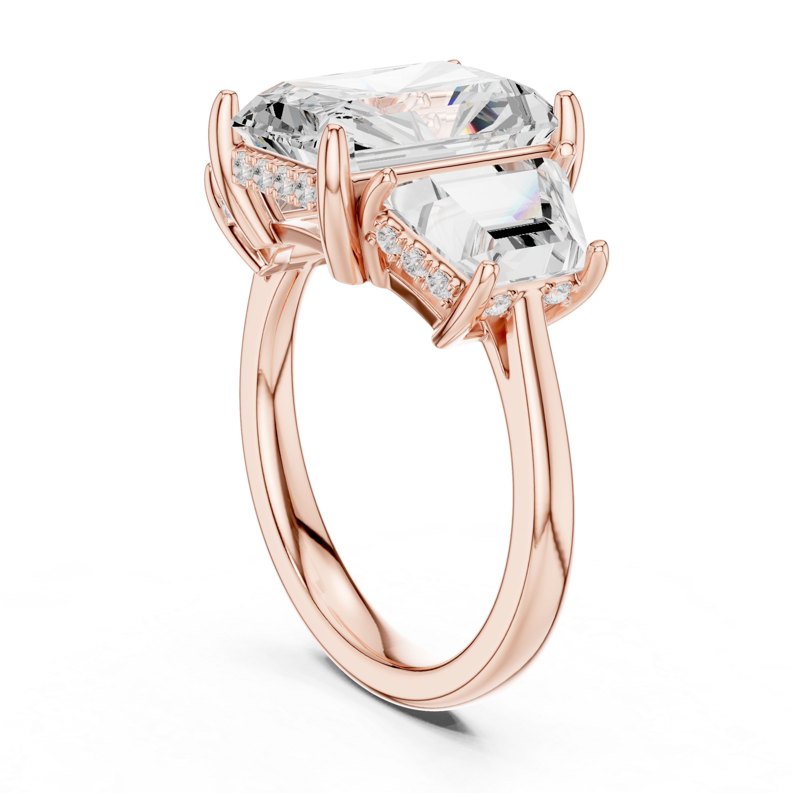 Radiant Three Stone Engagement Ring