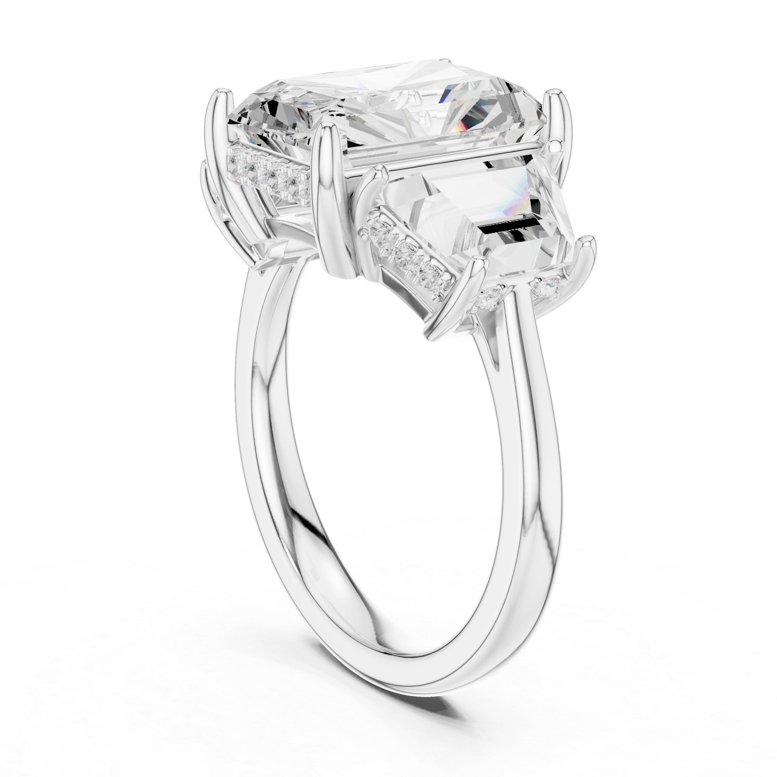 Radiant Three Stone Engagement Ring