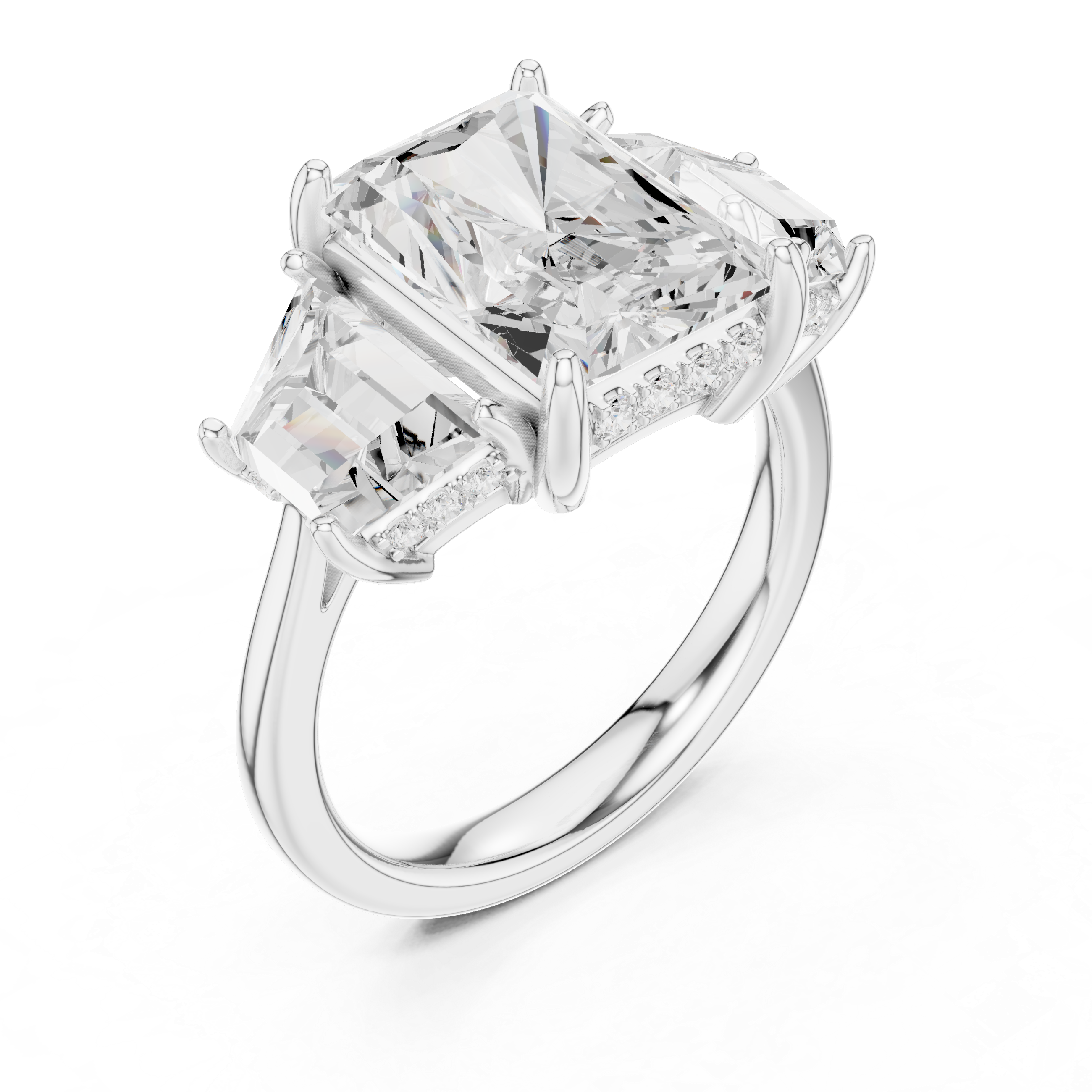 Radiant Three Stone Engagement Ring