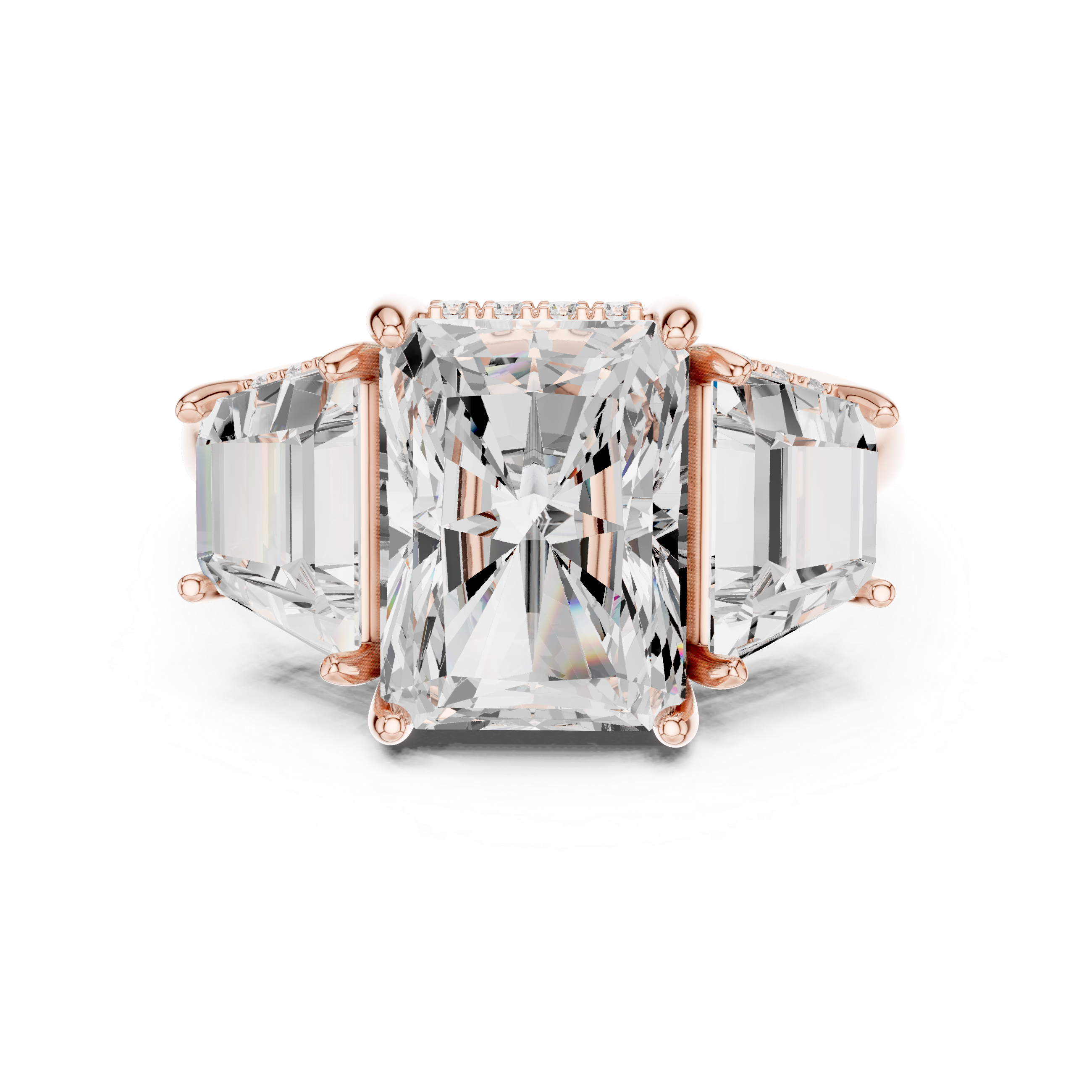 Radiant Three Stone Engagement Ring