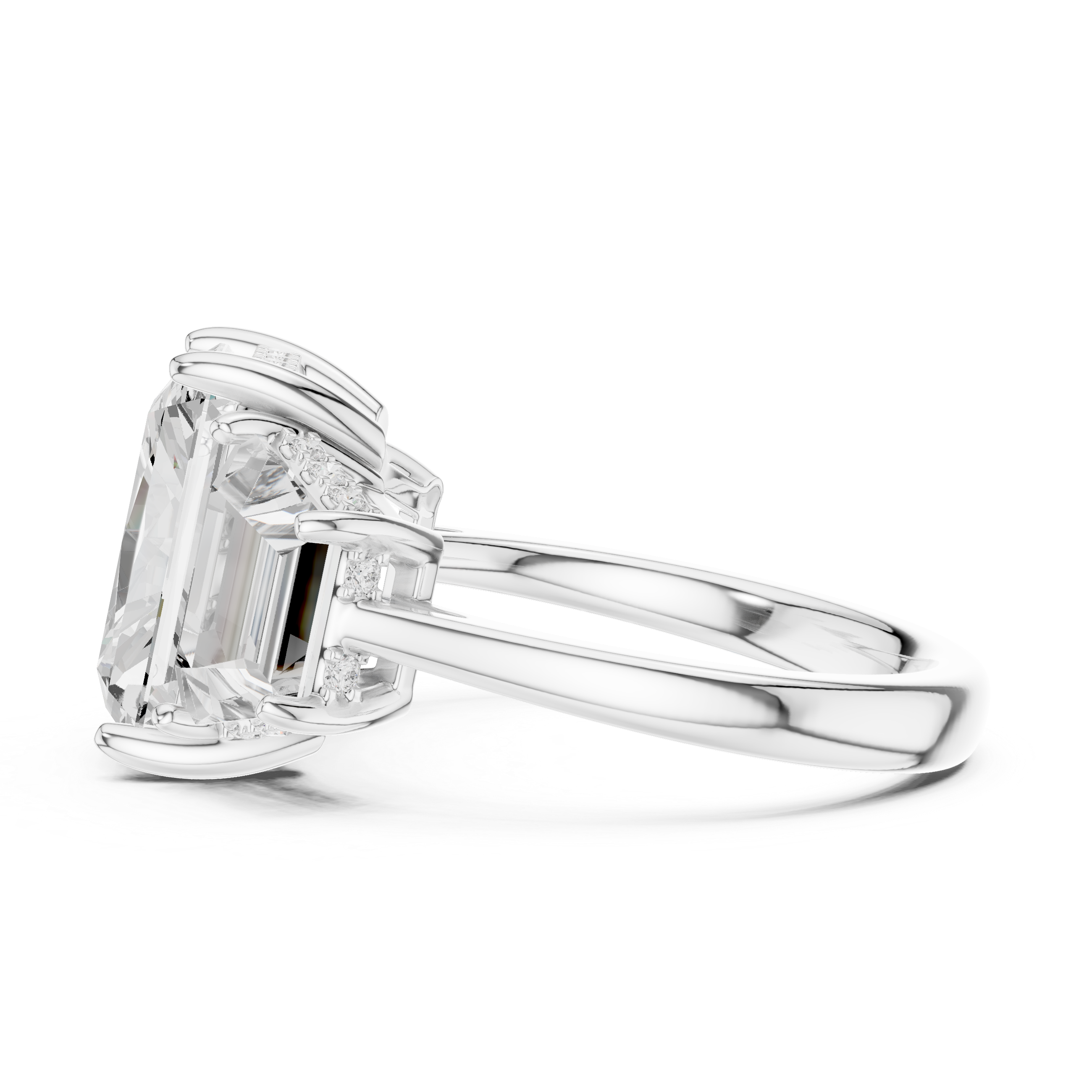 Radiant Three Stone Engagement Ring