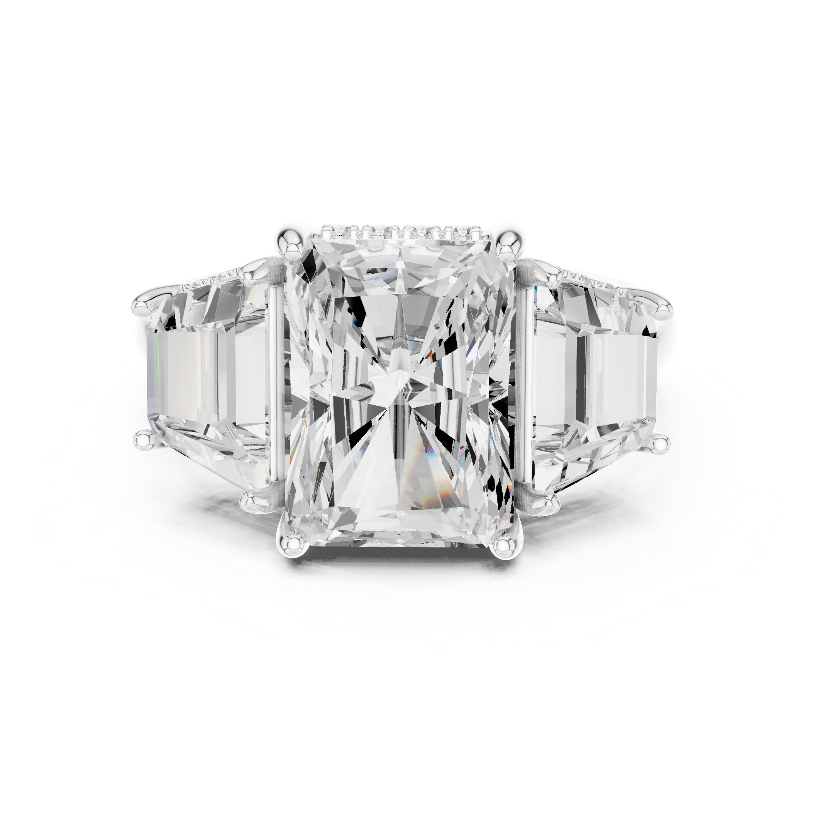 Radiant Three Stone Engagement Ring