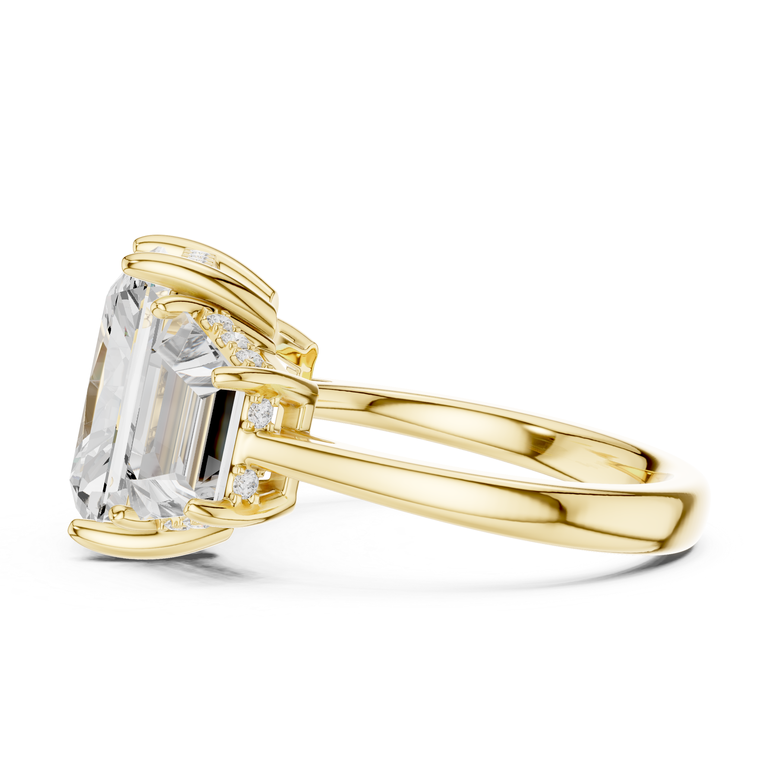 Radiant Three Stone Engagement Ring