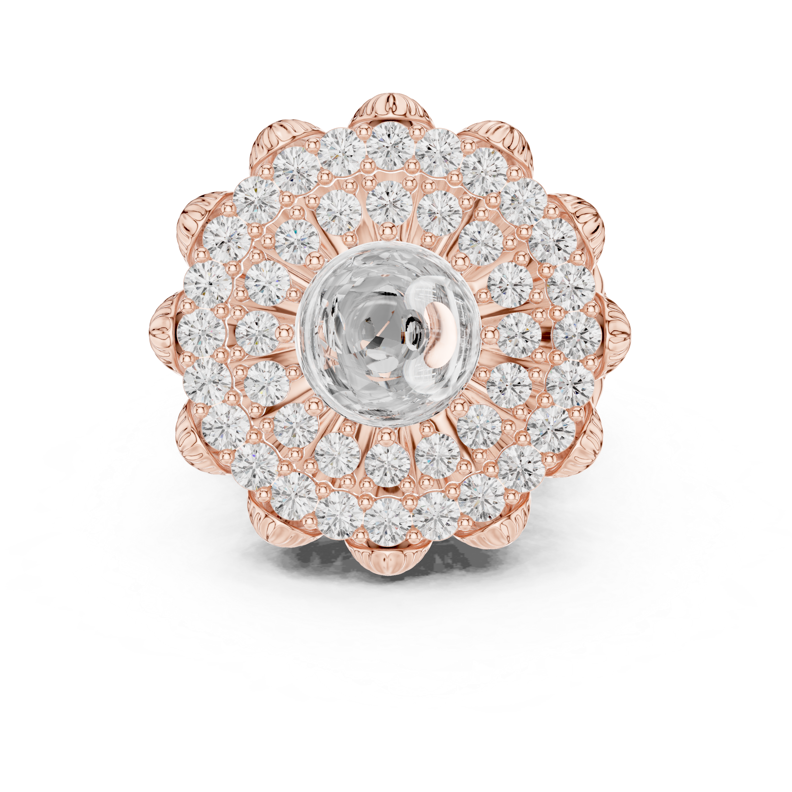 Vintage Lotus Sapphire Halo Ring