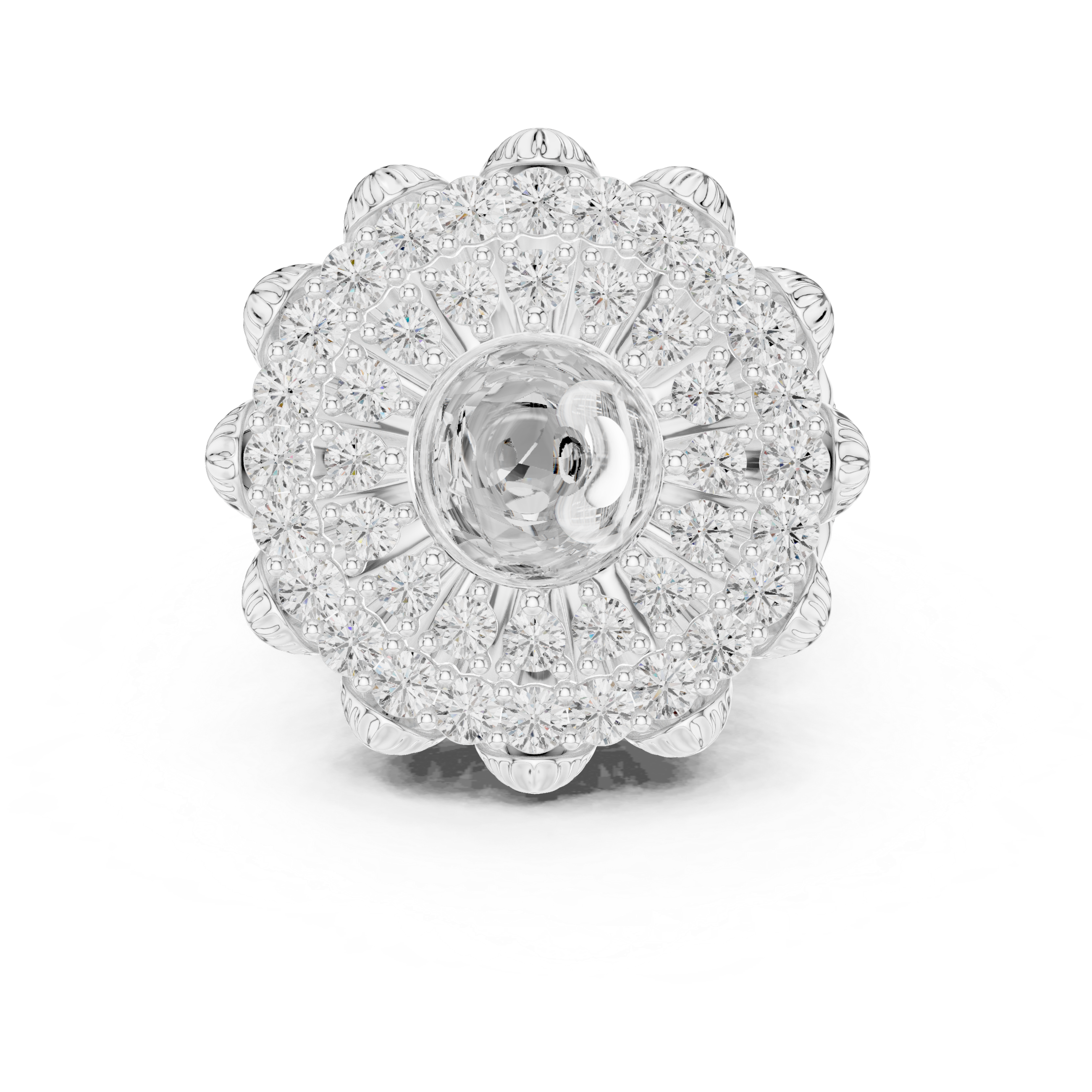 Vintage Lotus Sapphire Halo Ring