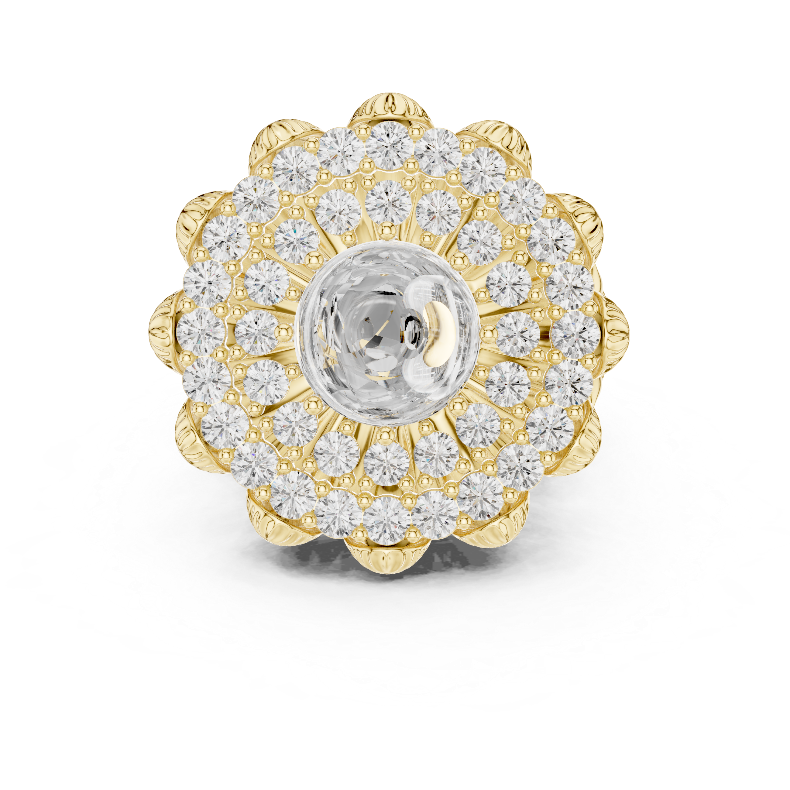 Vintage Lotus Sapphire Halo Ring
