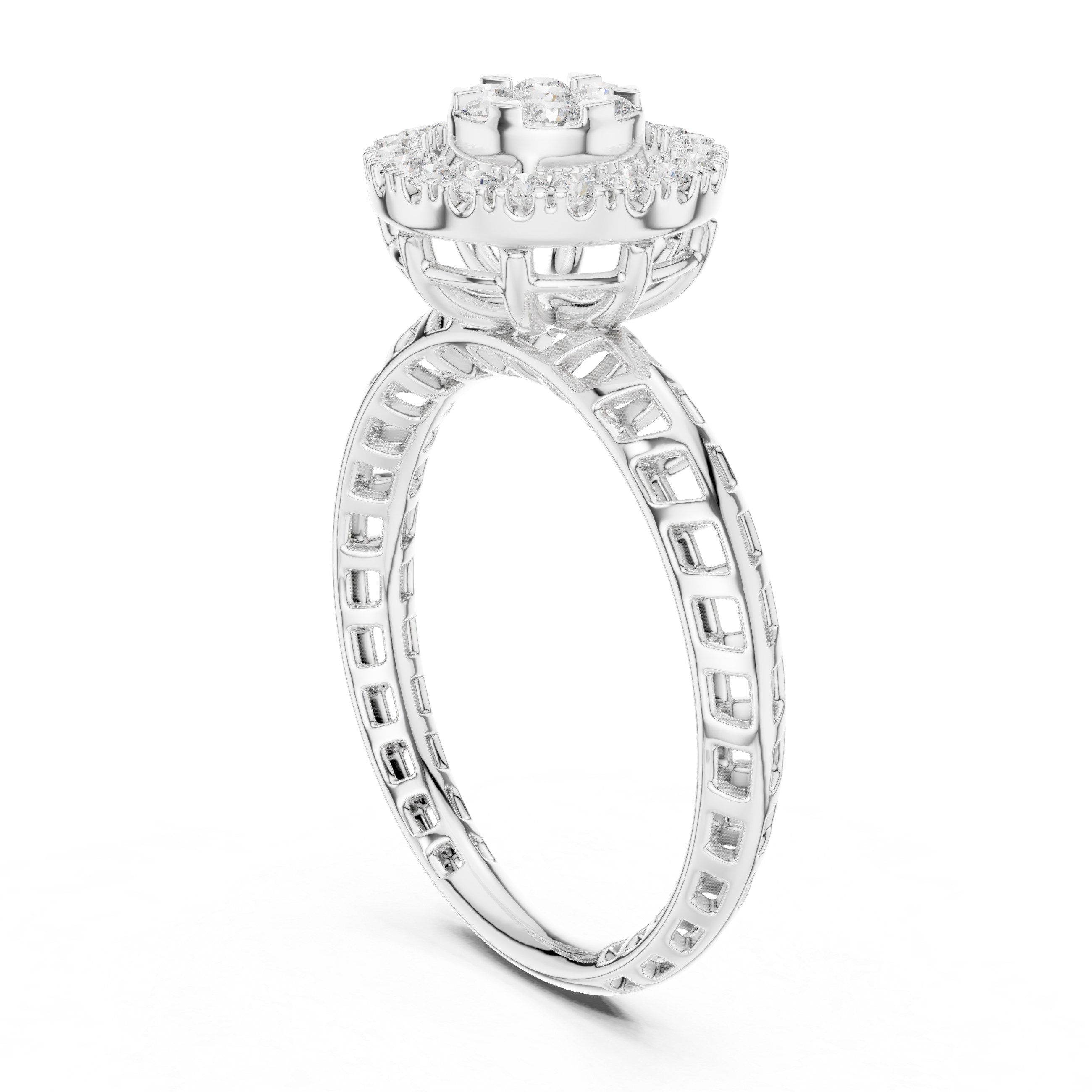Vintage Diamond Halo Engagement Ring